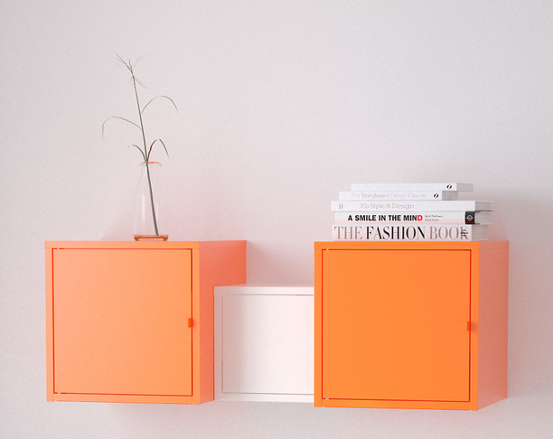 宜家LIXHULT储物组合，橙色白色绿色 IKEA 991.615.98