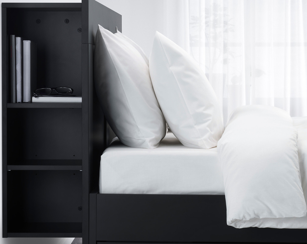 宜家BRIMNES存储和山墙床，黑色 IKEA 990.991.58