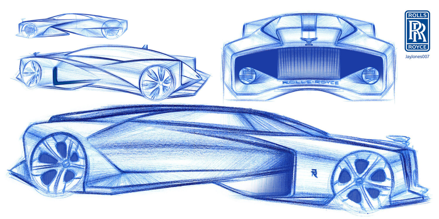 未来概念车2022 corvette stingray草图和photoshop渲染