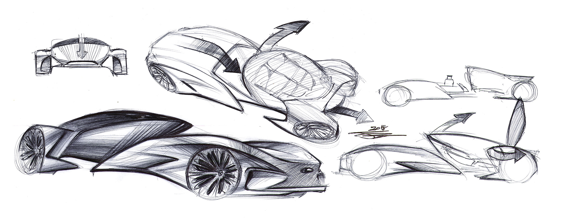 未来概念车2022 corvette stingray草图和photoshop