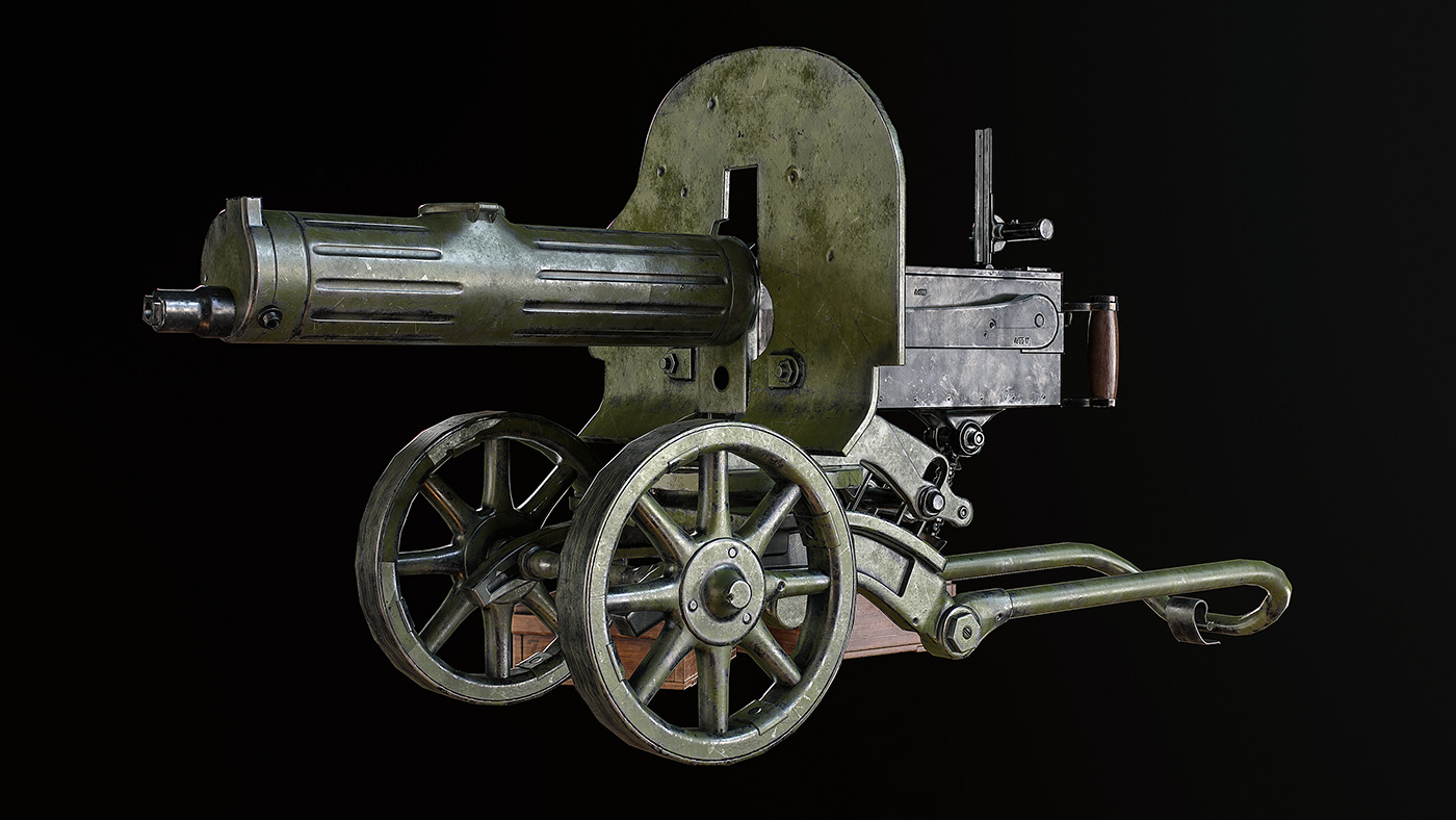 maxim machine gun 3d还原二战时期武器设计