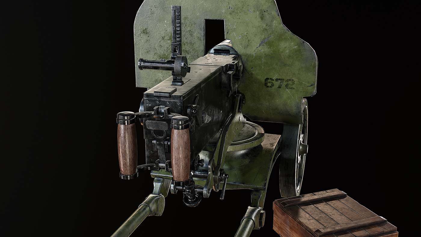 maxim machine gun 3d还原二战时期武器设计