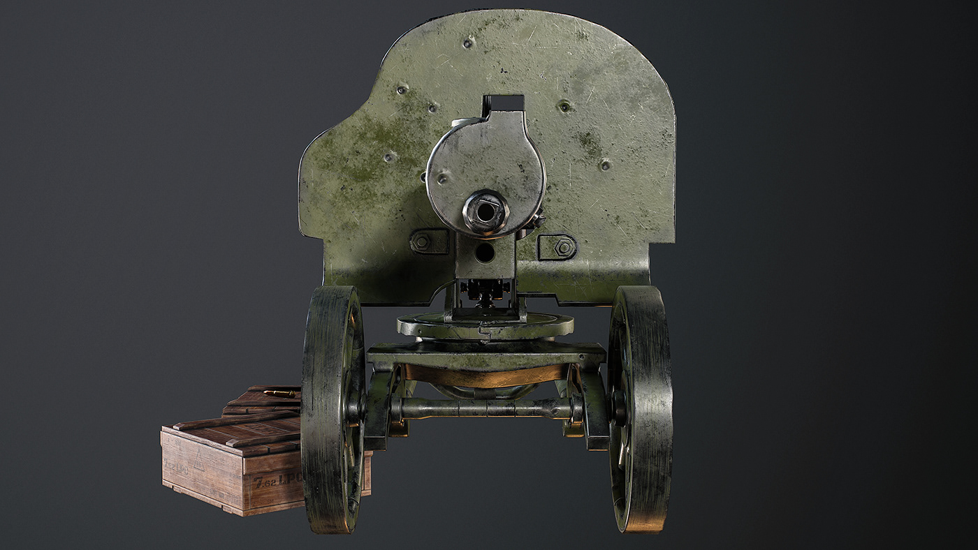 maxim machine gun 3d还原二战时期武器设计