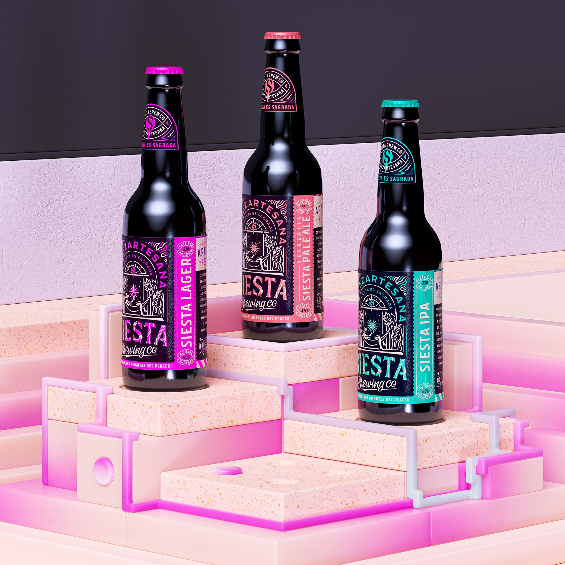 siesta brewing co——色彩奇异的酒瓶设计,有没有让你眼前一亮?