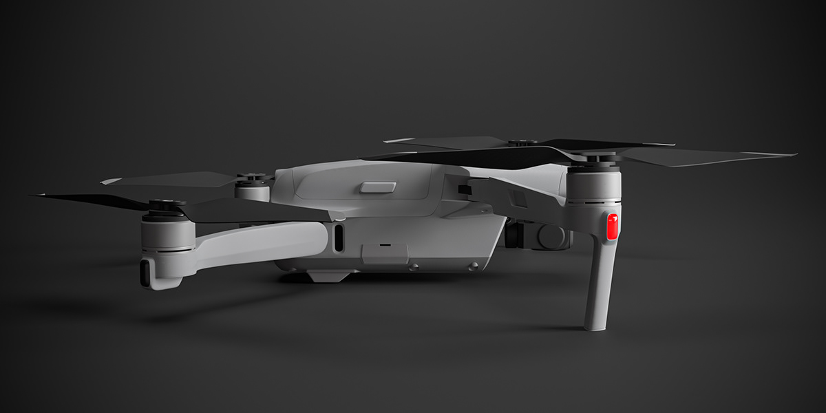 djimavicair2带有发射器的无人机及其高质量3d模型展示