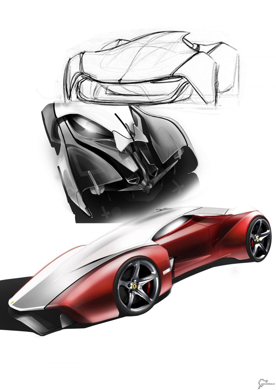 法拉利 概念车1600px手绘及模型图