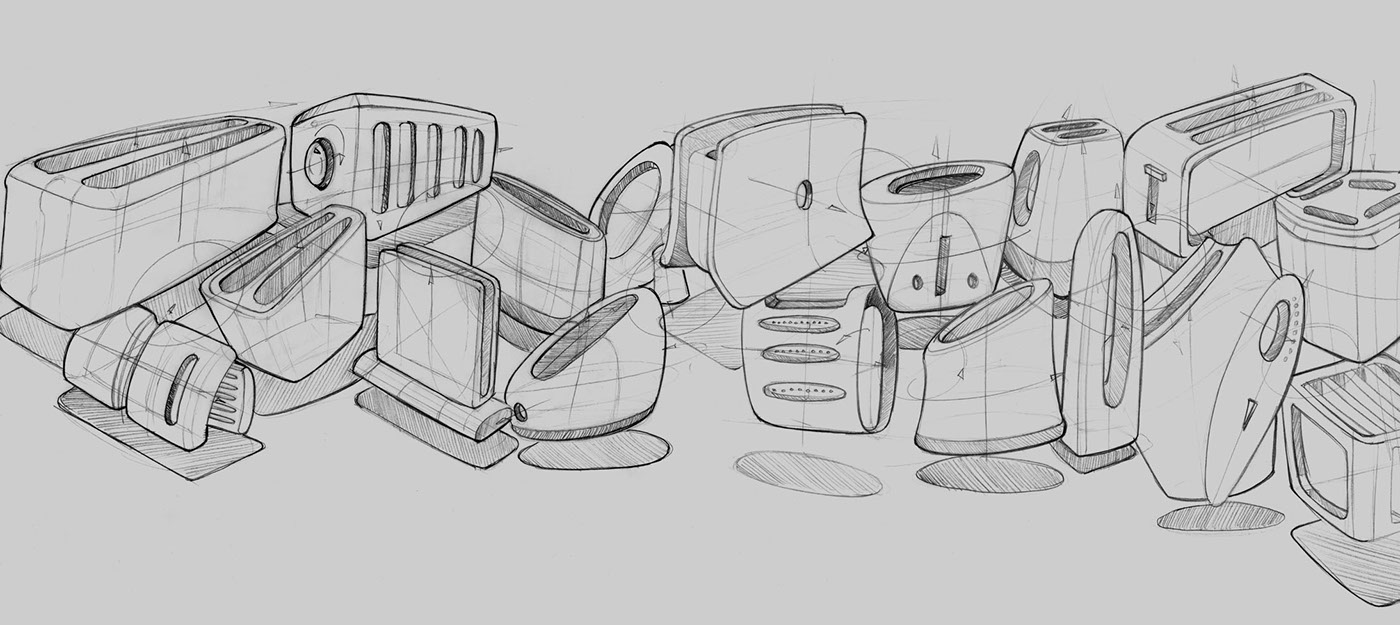 流线形无线收音机:streamlined radio sketches 烤面包机草图