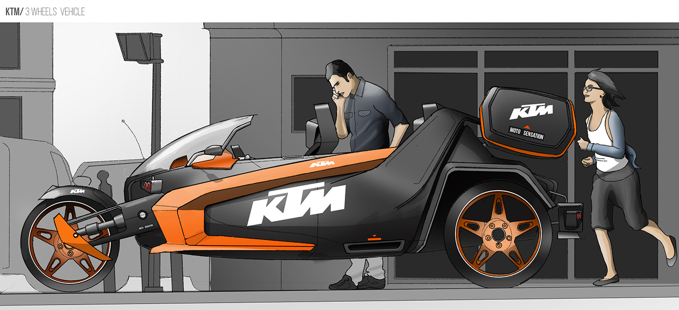 来自国外设计师的ps手绘:ktm/ 三轮车