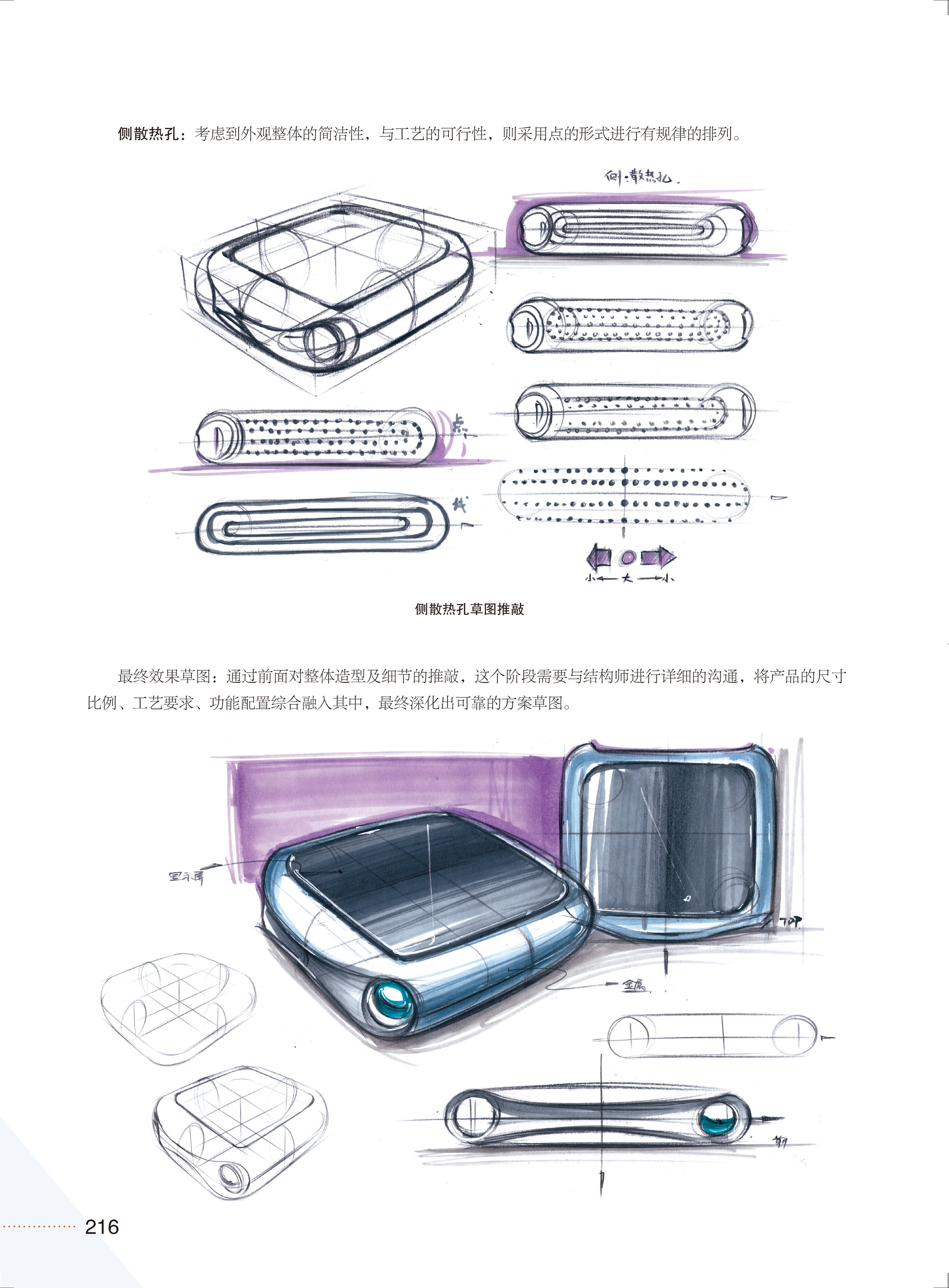 产品爆炸图,马克笔手绘效果图,智能硬件设计草图,工业产品设计手绘