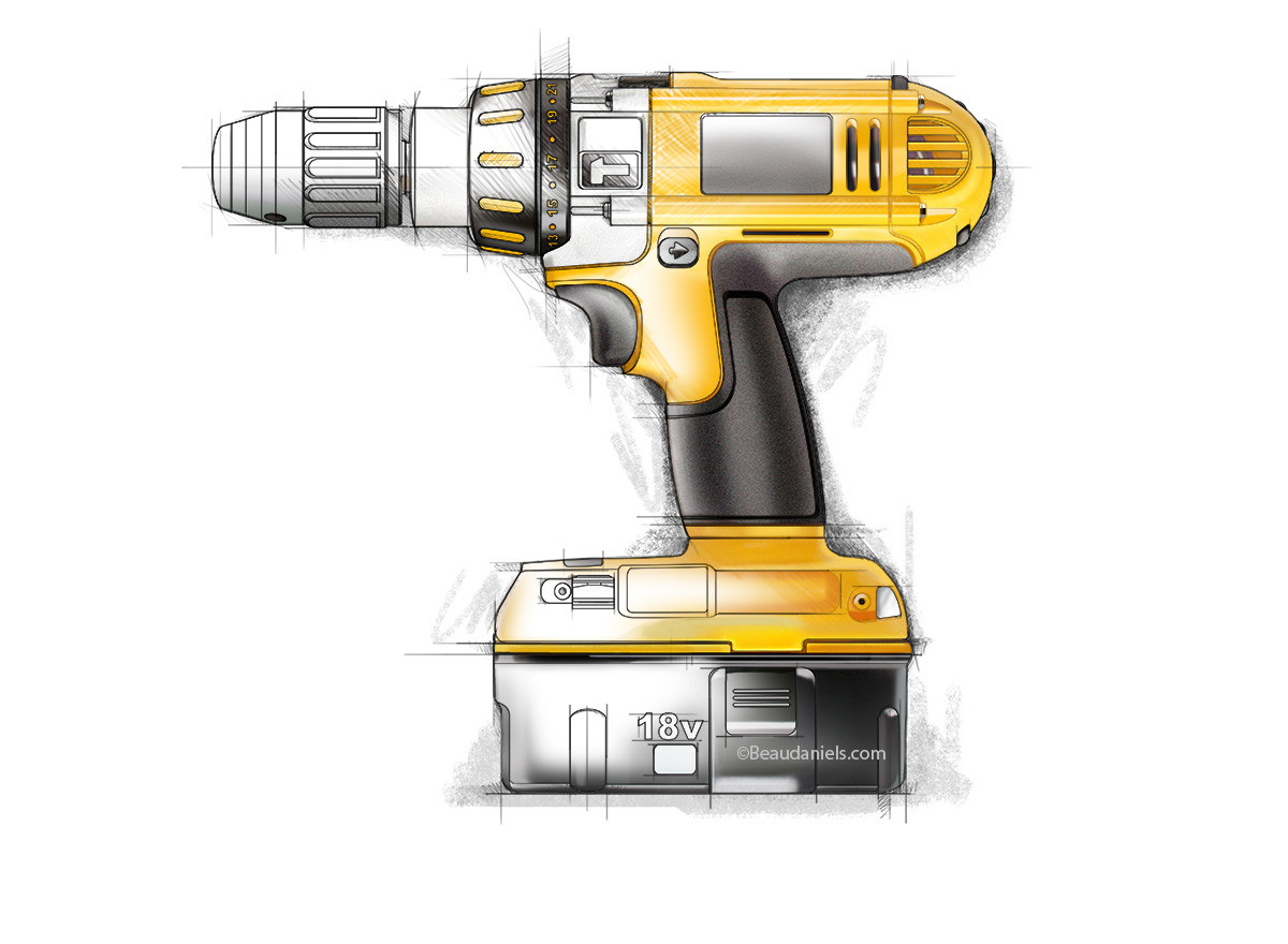 电动工具手绘效果图