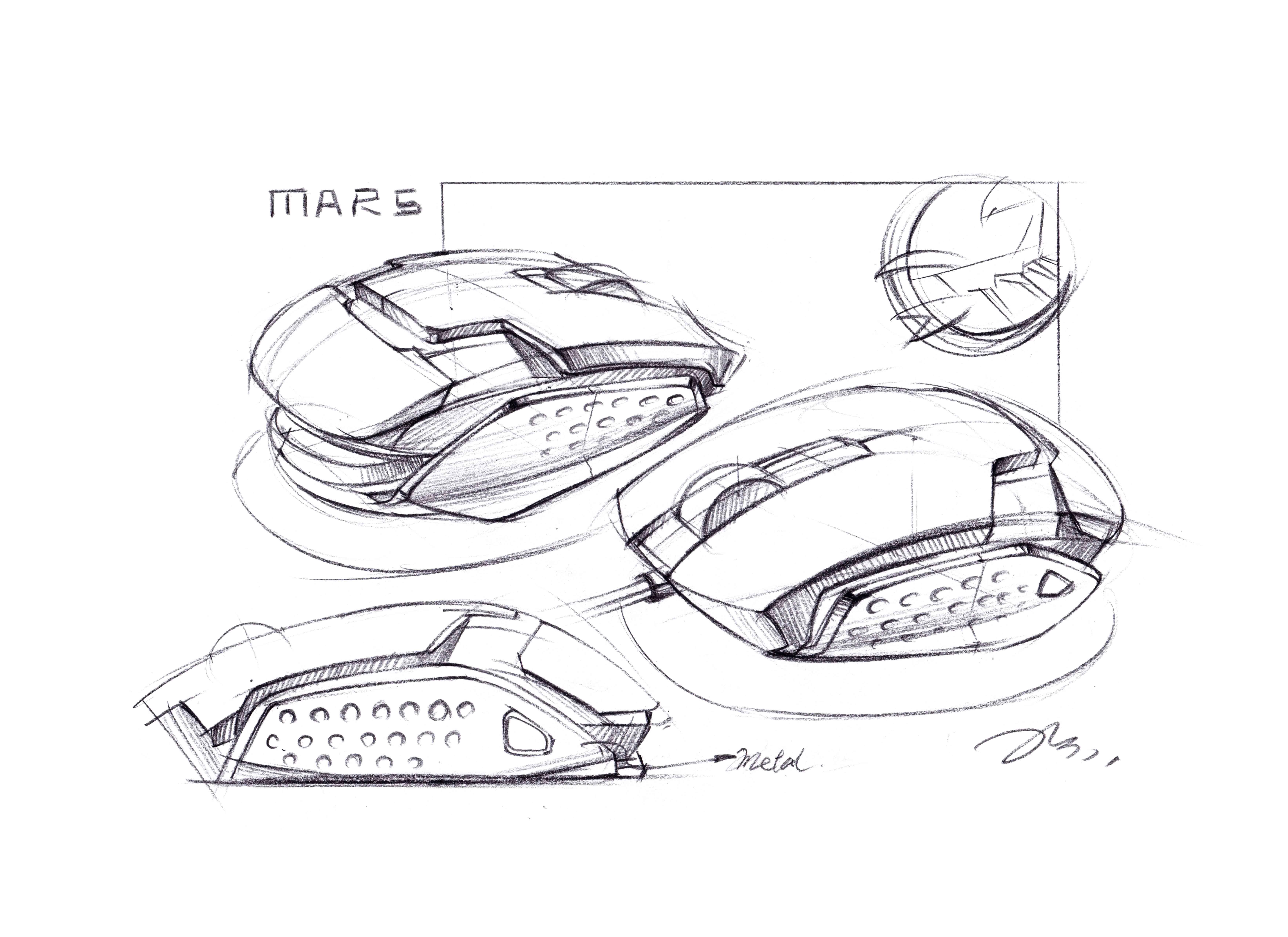 游戏鼠标手绘步骤图—马赛mars产品手绘