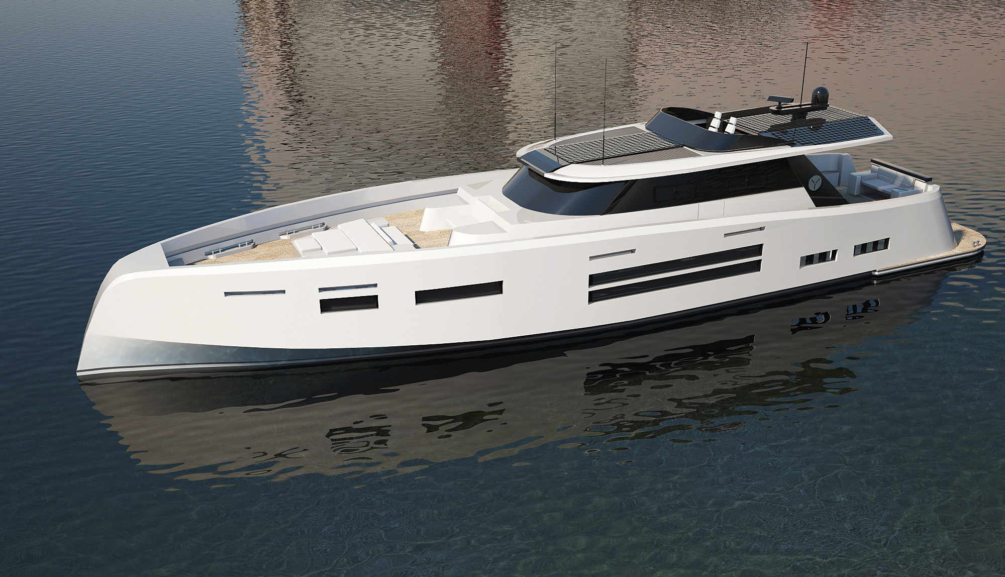 概念设计项目y-01 28米混合动力机动游艇:豪华游艇了解一下