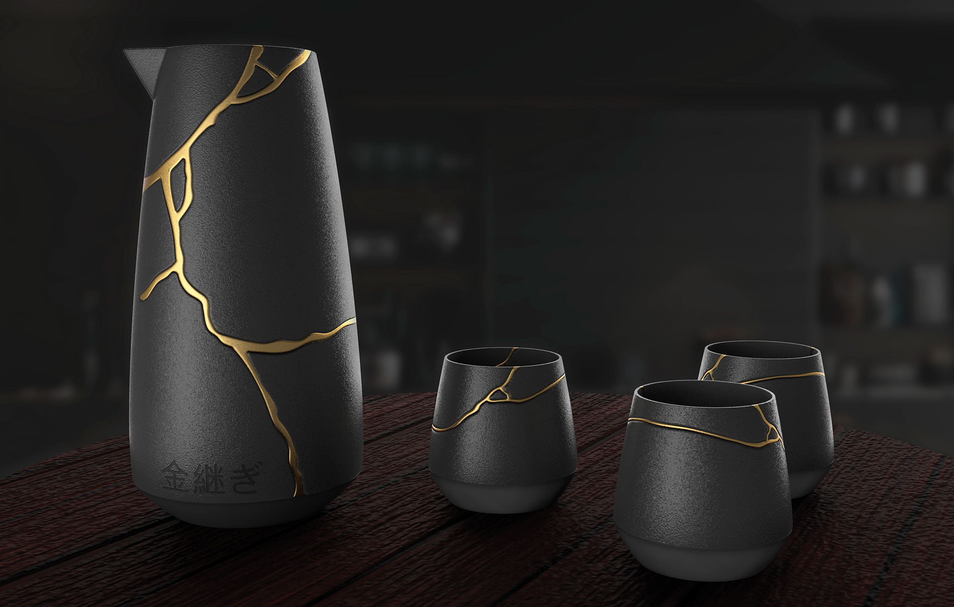 kintsugi sake set 在现代设计中探索金津传统艺术