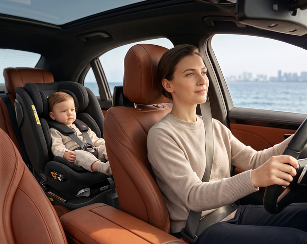 Child safety seat products super realistic high-end maternal and child commercial poster rendering