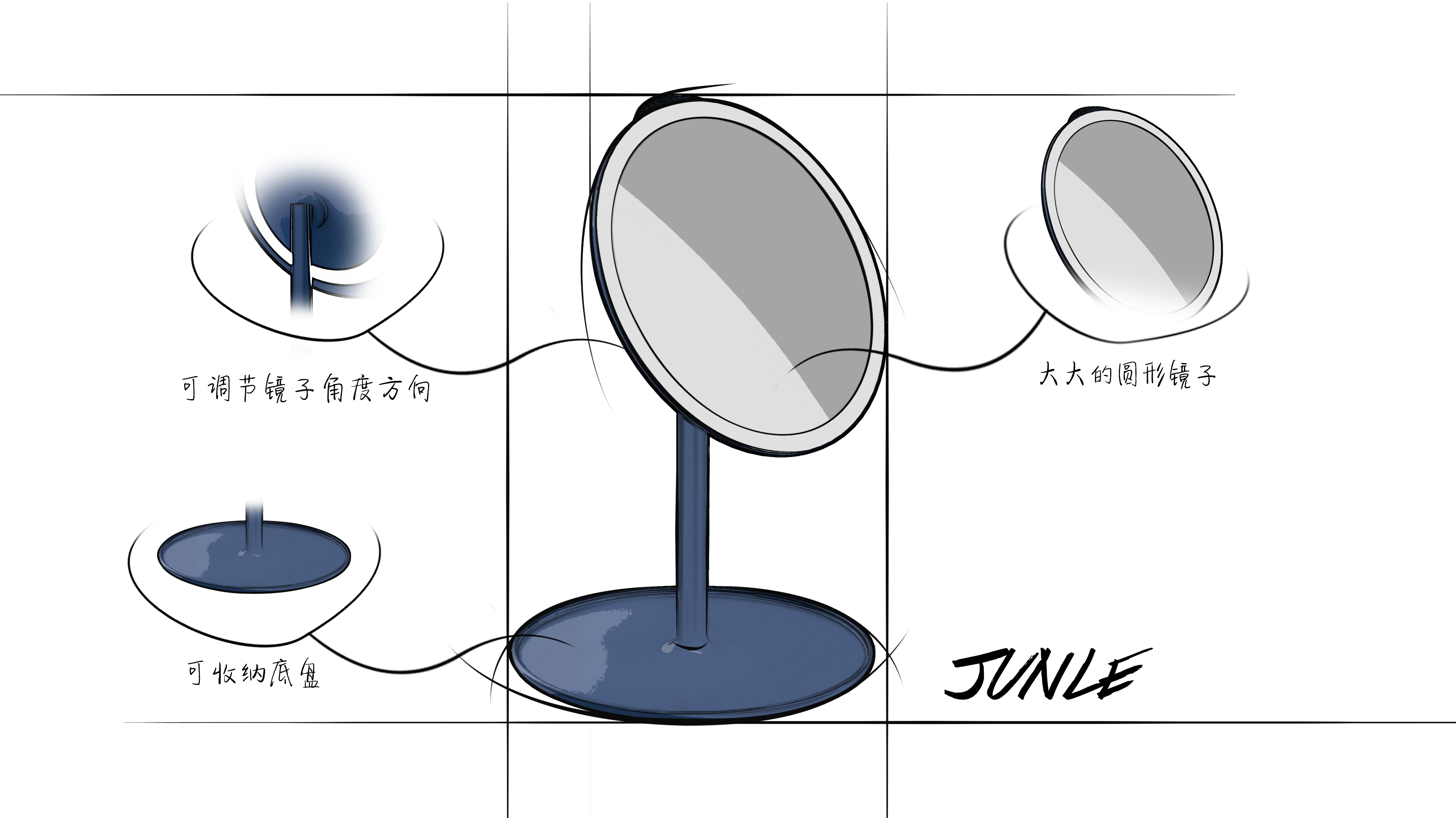 Consumer electronics，industrial design，product design，Design of portable cosmetic mirror，Net red makeup mirror design，