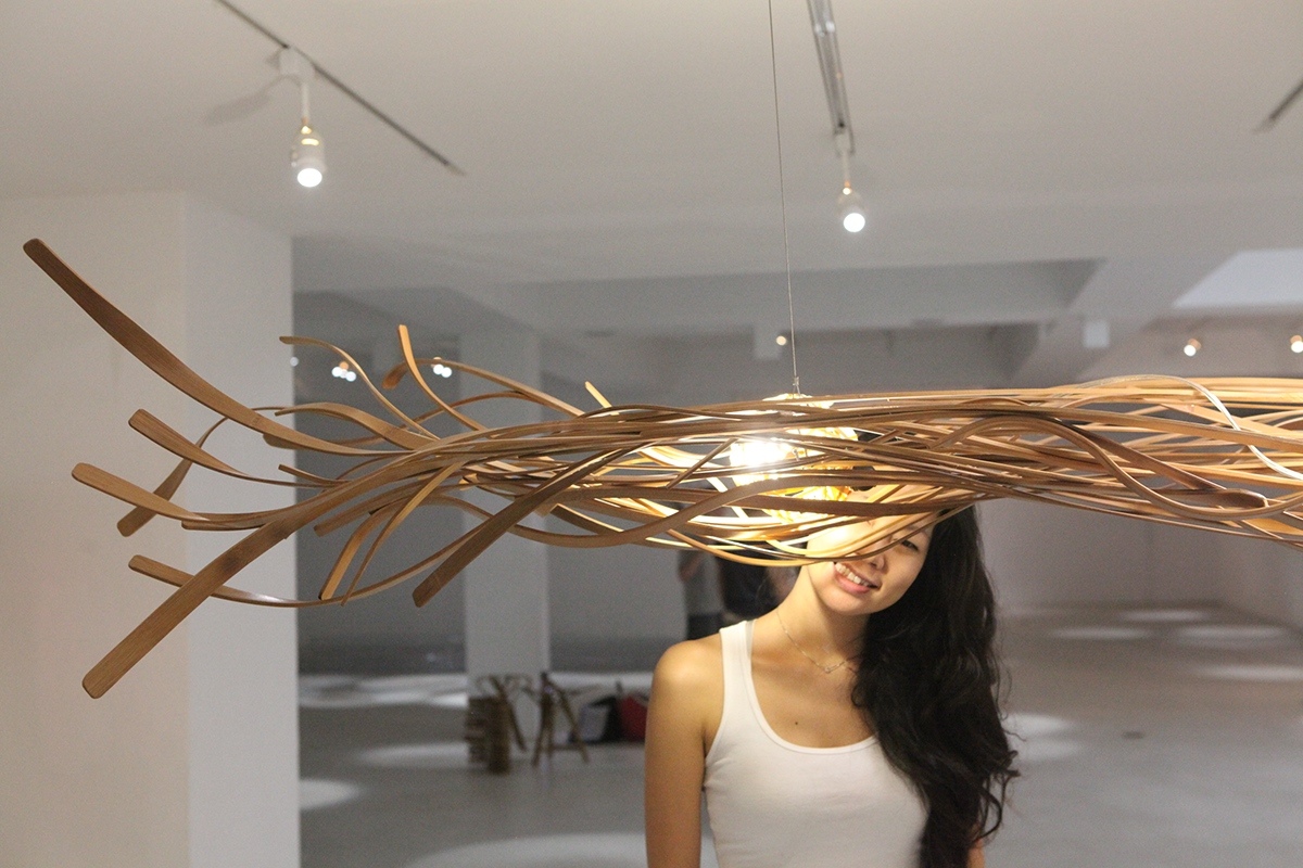 woodiness，a chandelier，top light，Wooden lamp，