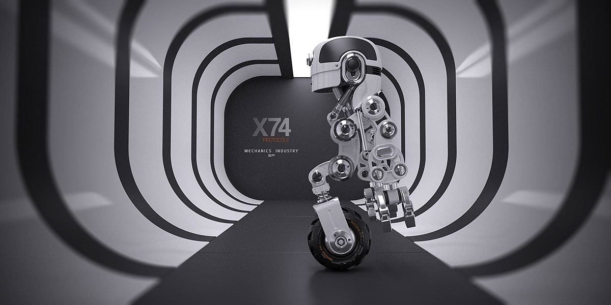 white，robot，X74，