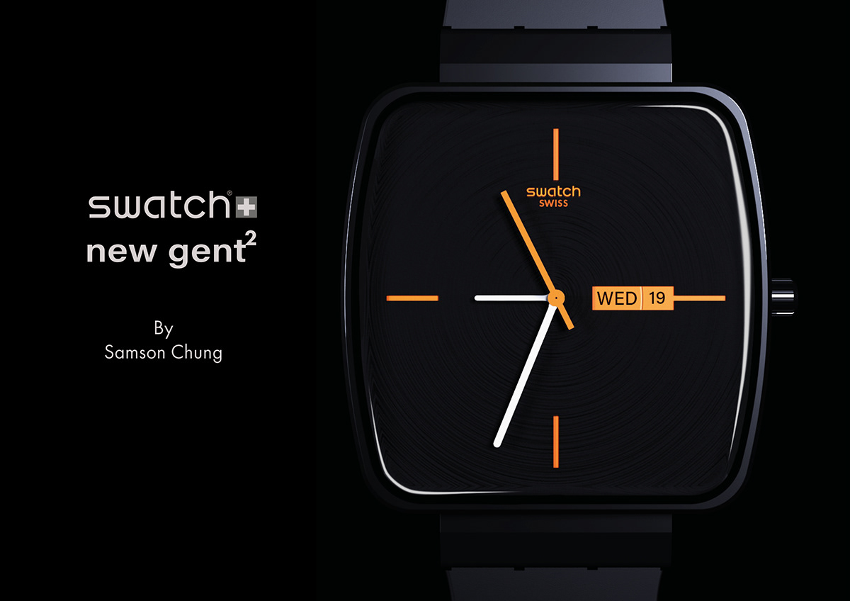 black，Wrist watch，Swatch New Gent²，