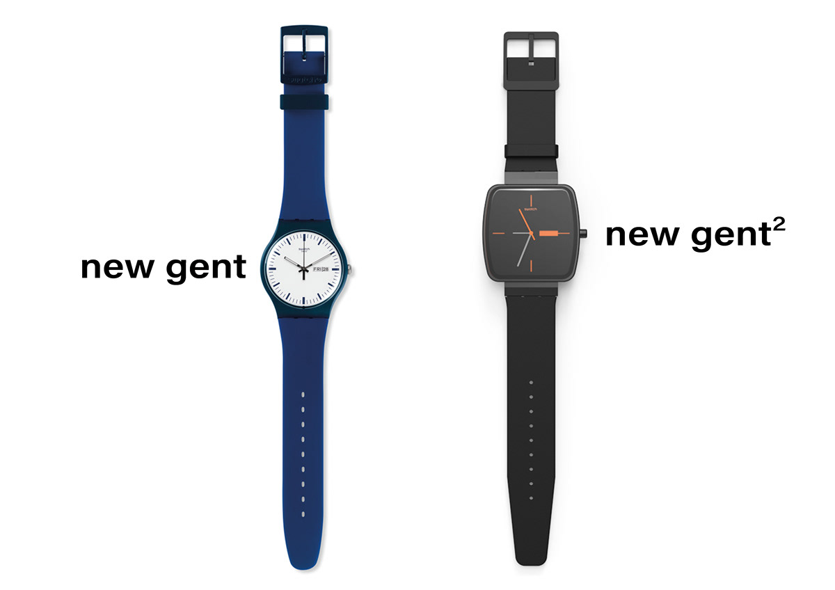 black，Wrist watch，Swatch New Gent²，