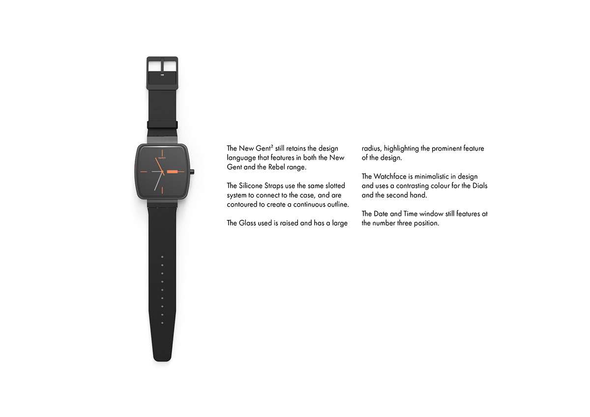 black，Wrist watch，Swatch New Gent²，