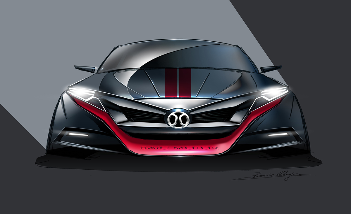 BAIC，industrial design，photoshop，Render，Design，conceptual design，automobile，Hand drawn，