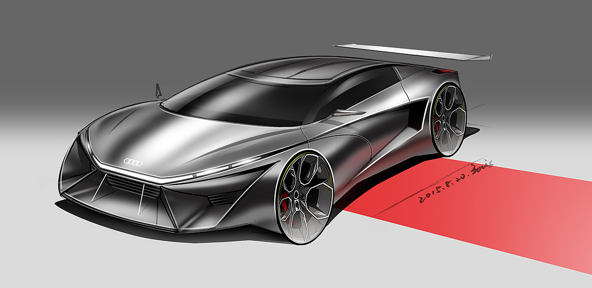 Sports car，audi，phtoshop，Render，conceptual design，Hand drawn，automobile，vehicle，