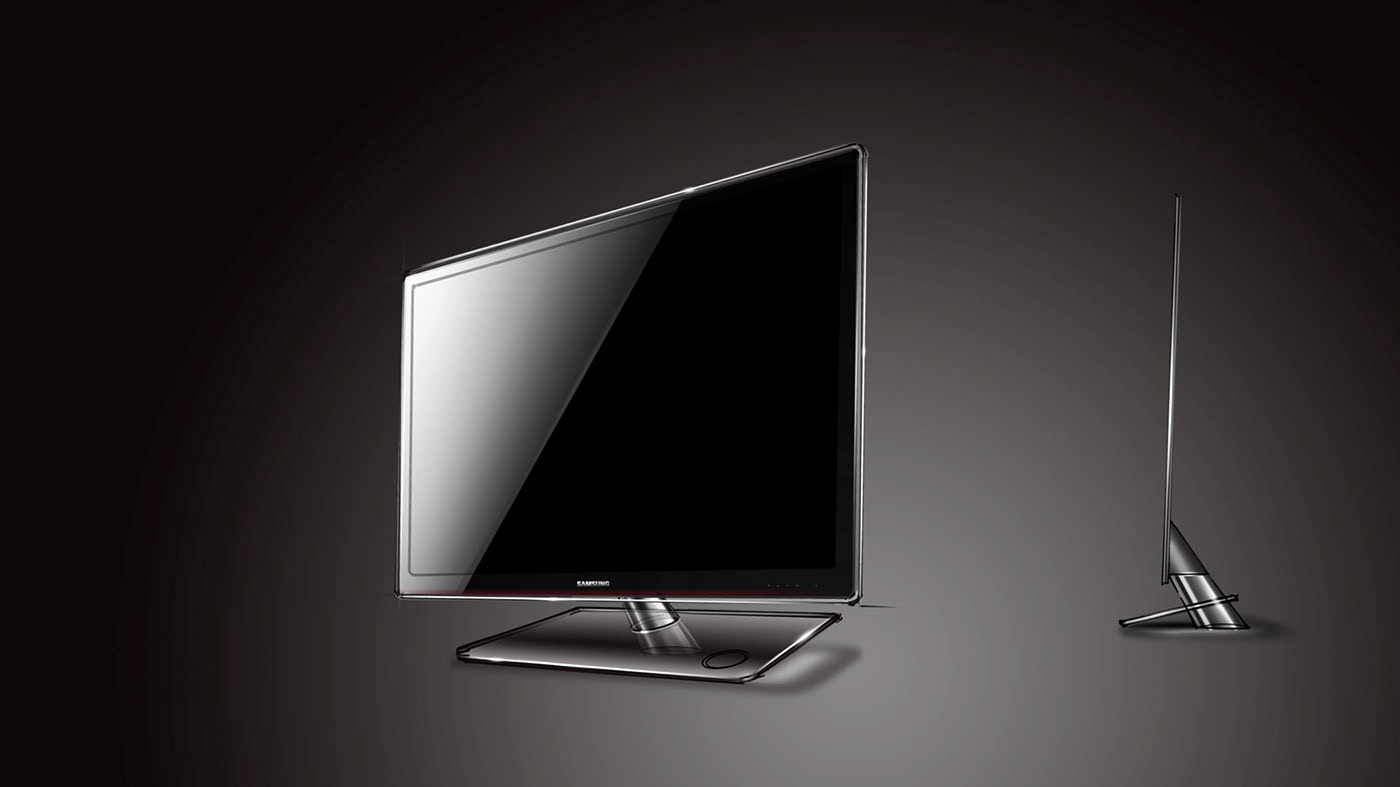 Smart TV，an electric appliance，household electrical appliances，Hand drawn，conceptual design，Render，Samsung，product design，
