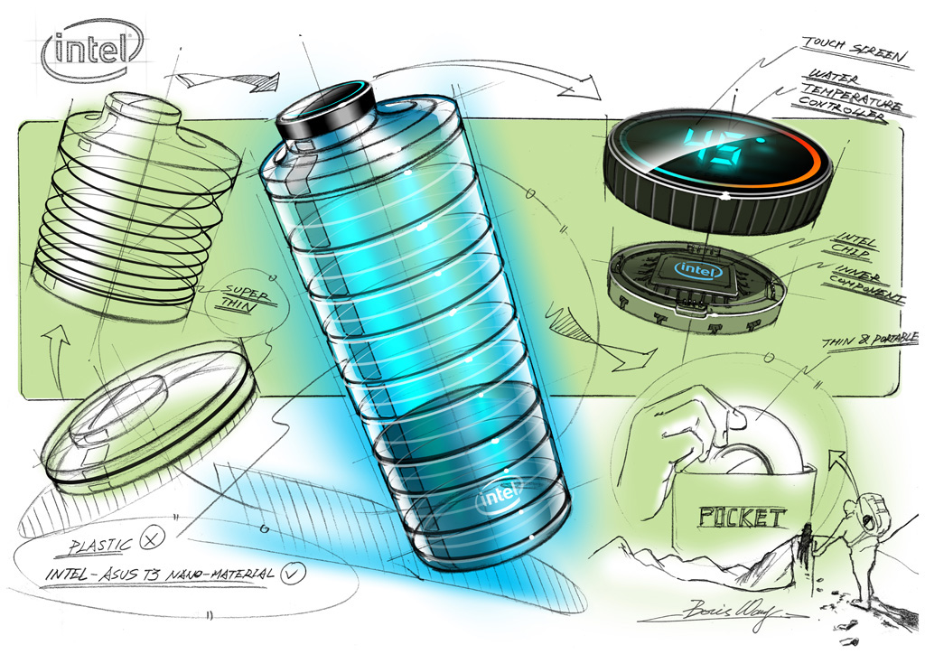 product design，conceptual design，phtoshop，Render，Hand drawn，intelligence，Intel，Intel，