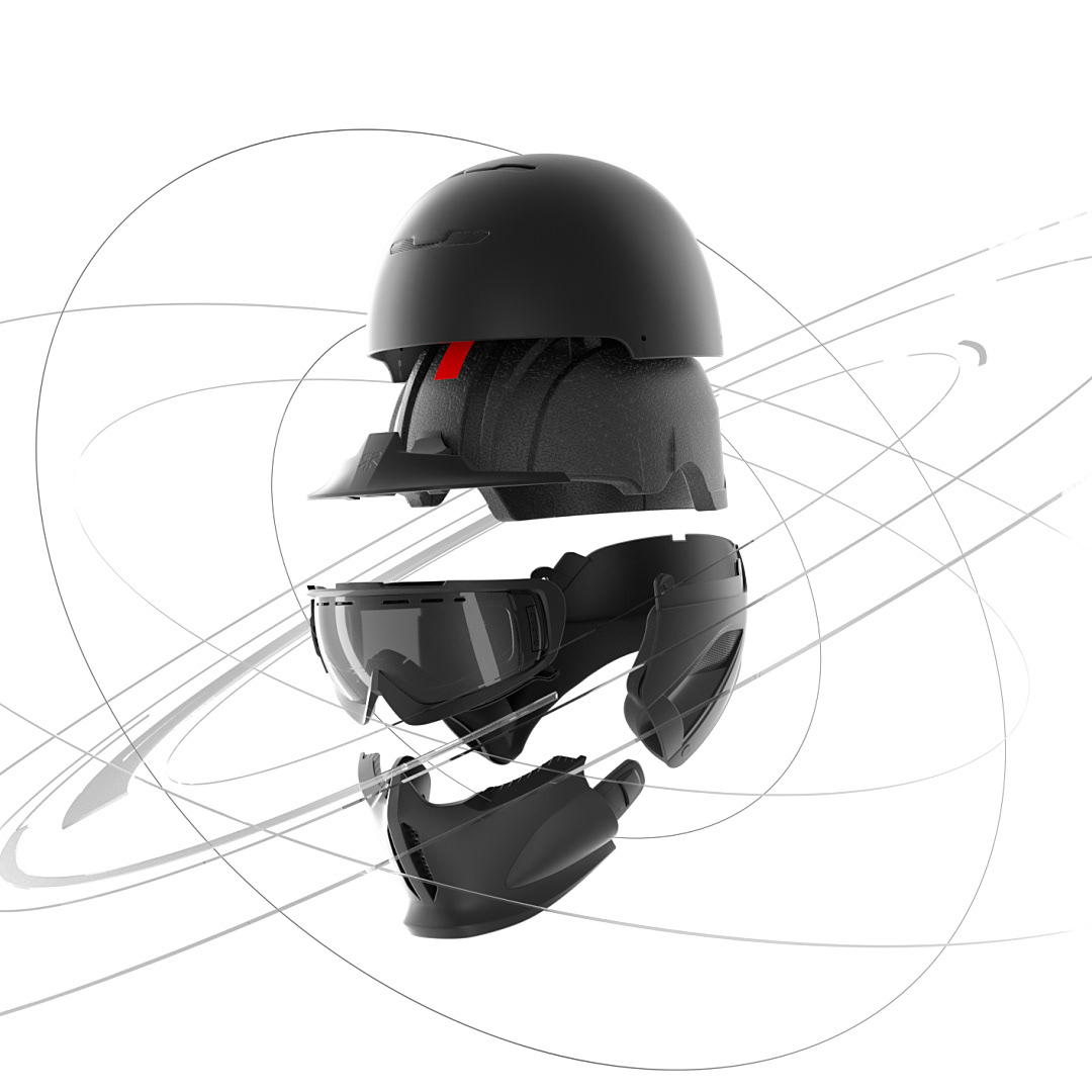 Ruroc，Helmet design，black，