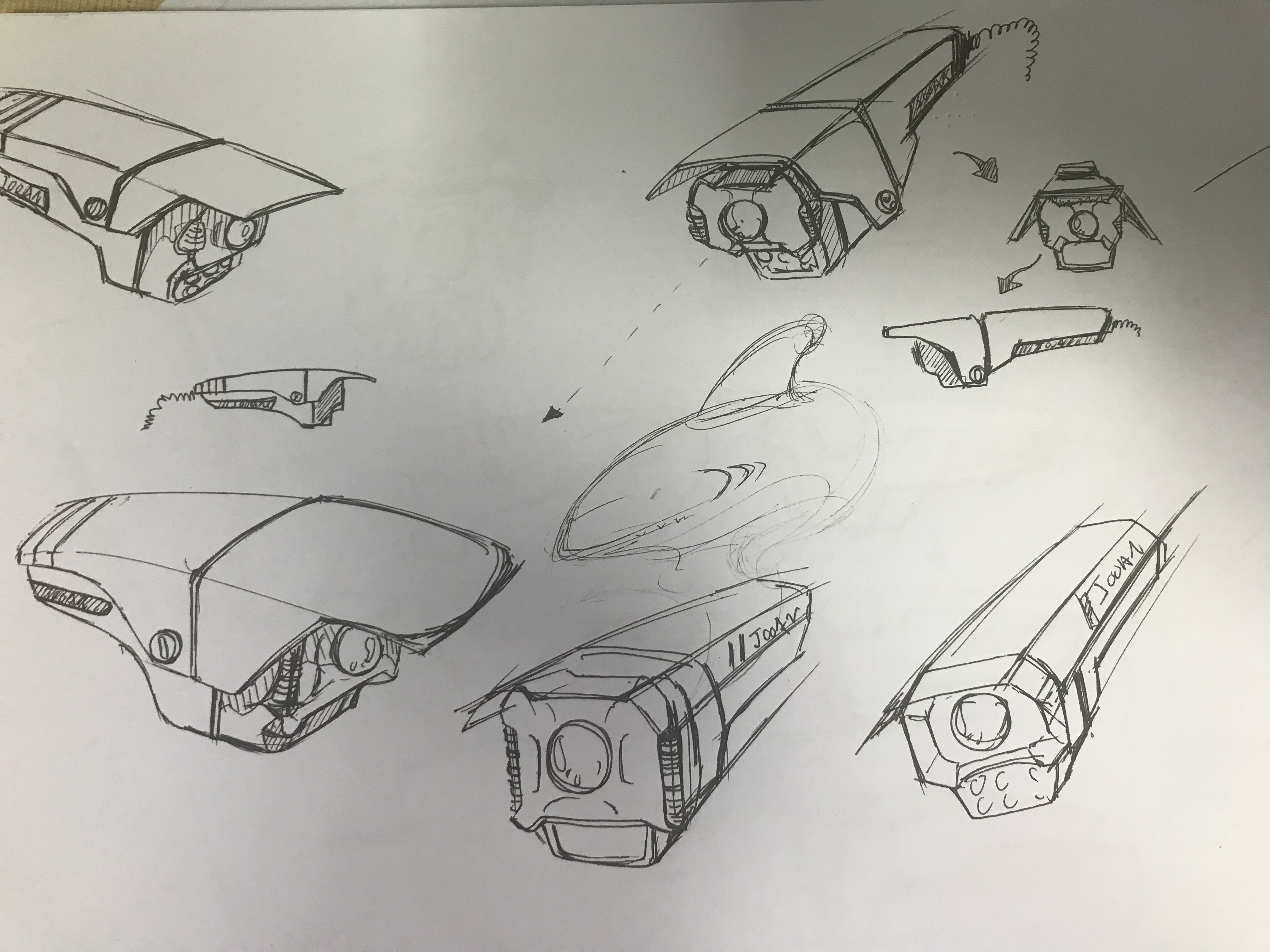 Security camera, smart camera, hand drawn，