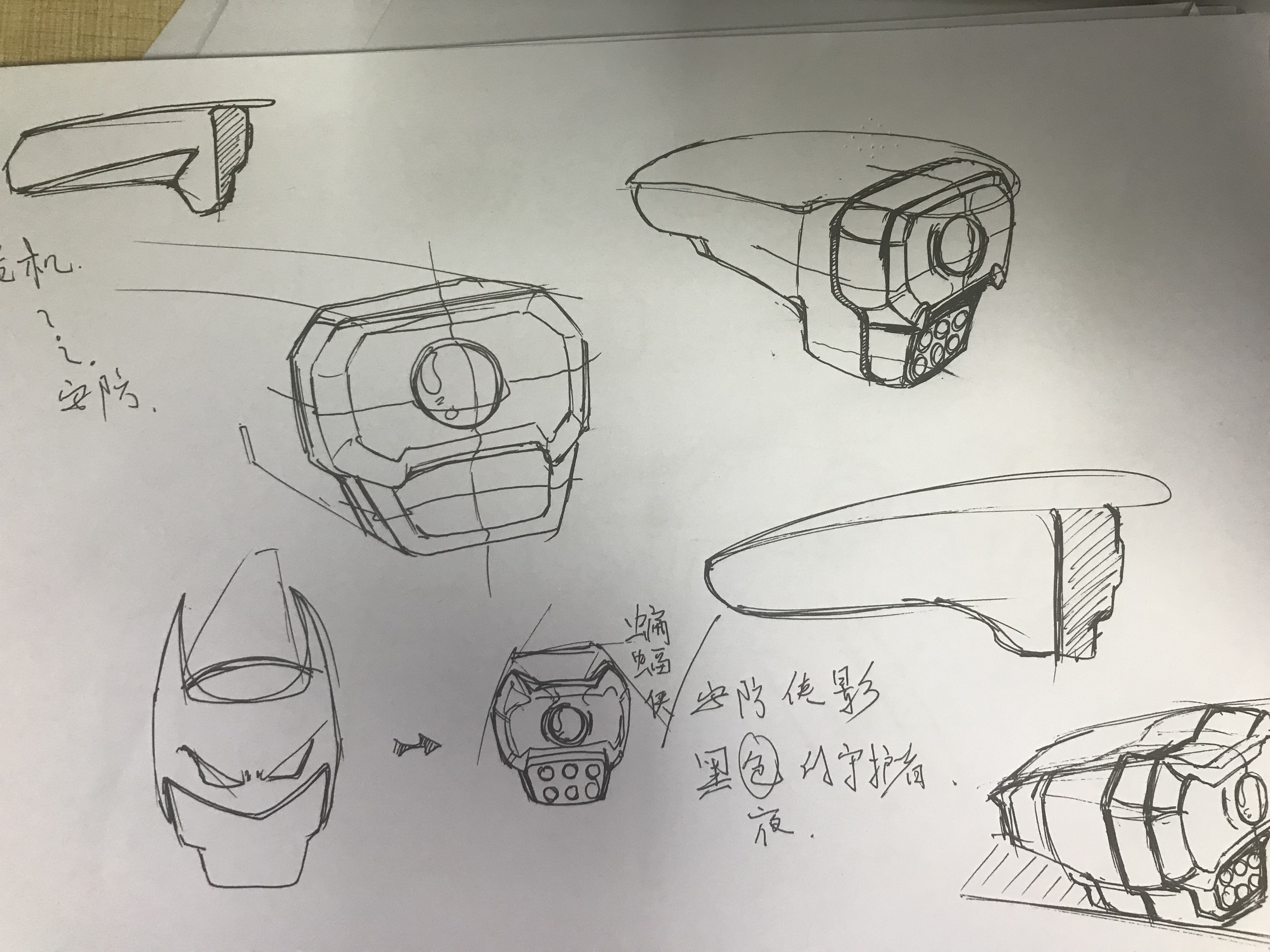 Security camera, smart camera, hand drawn，