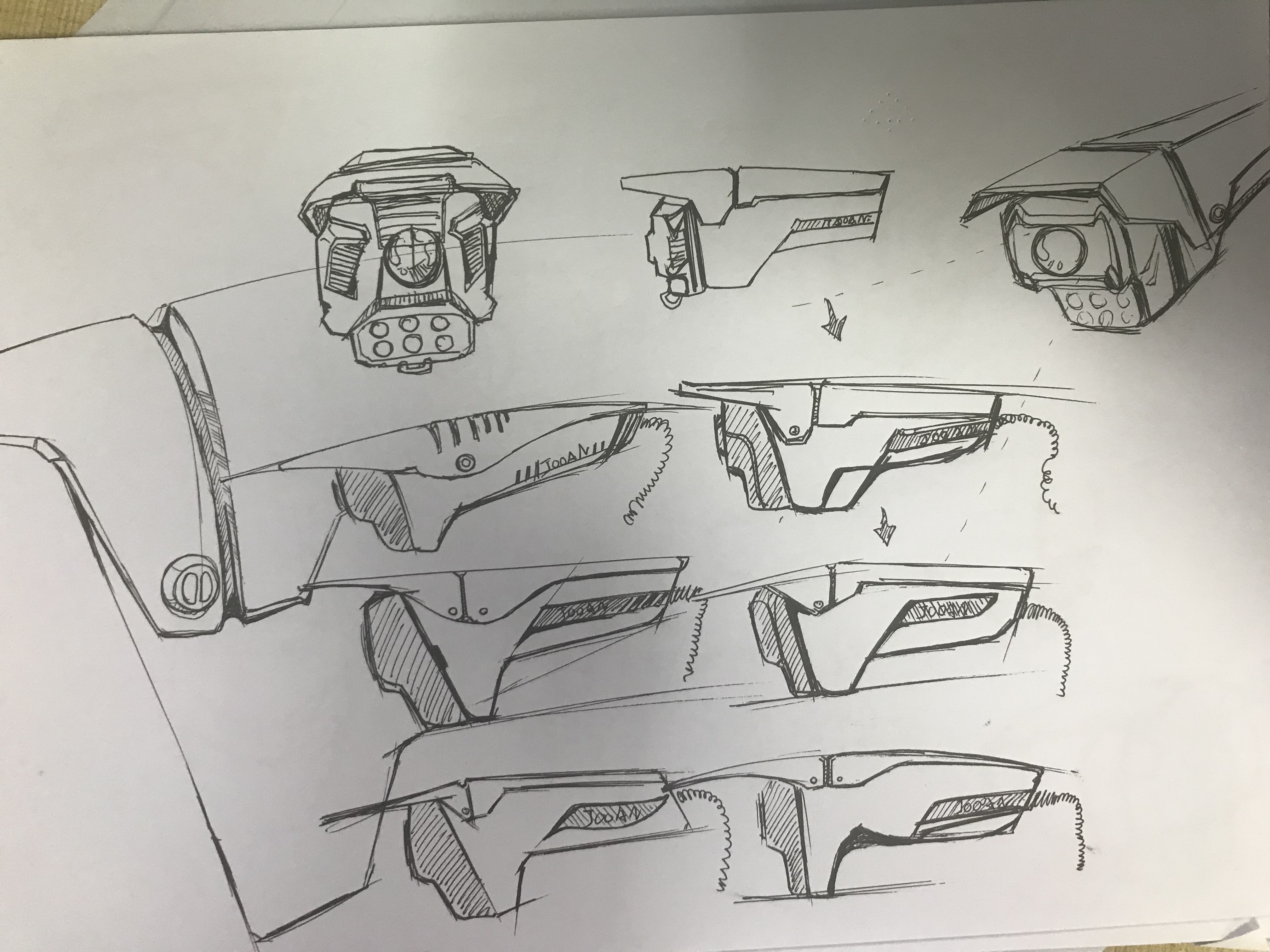 Security camera, smart camera, hand drawn，