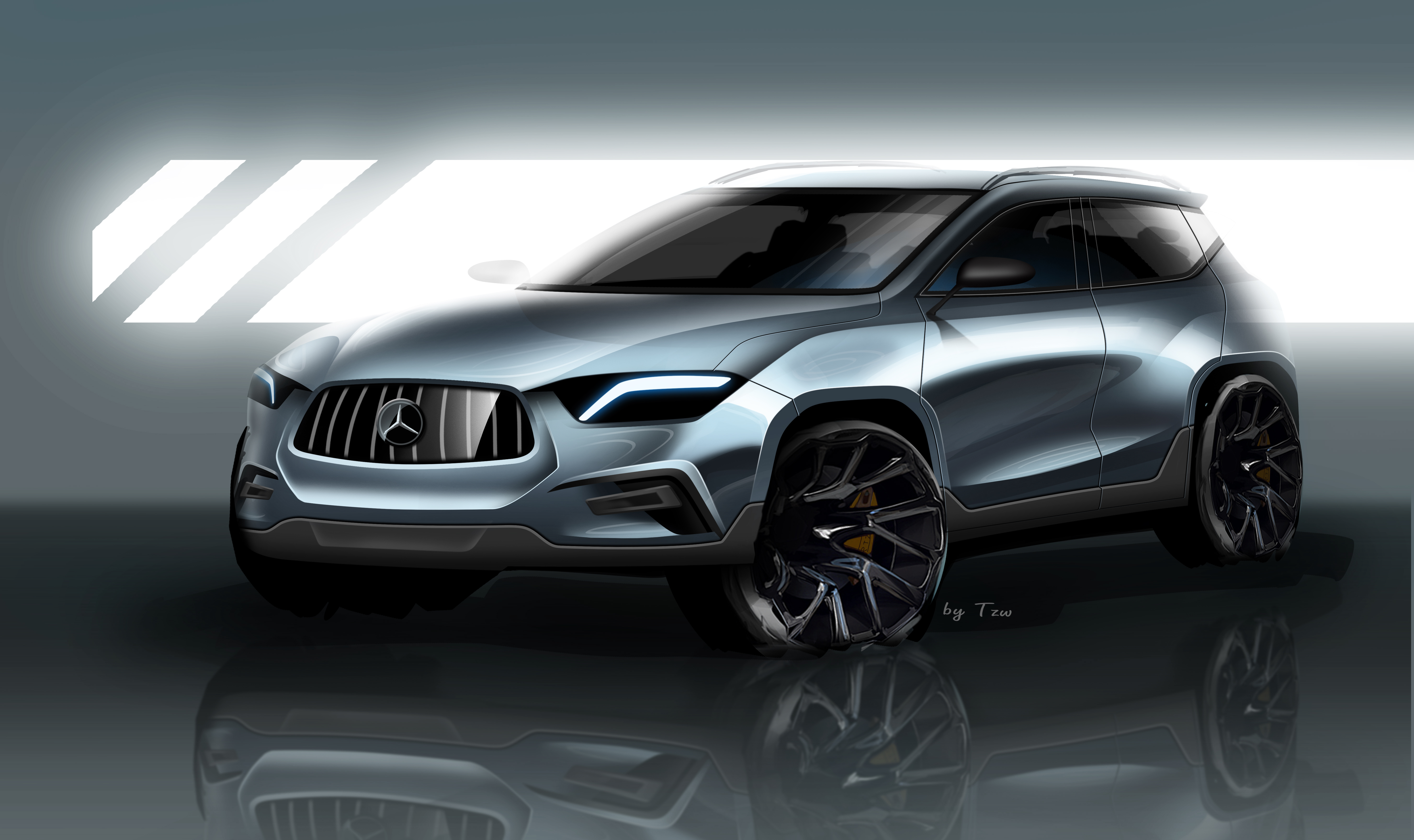 Hand drawn，Automobile design，