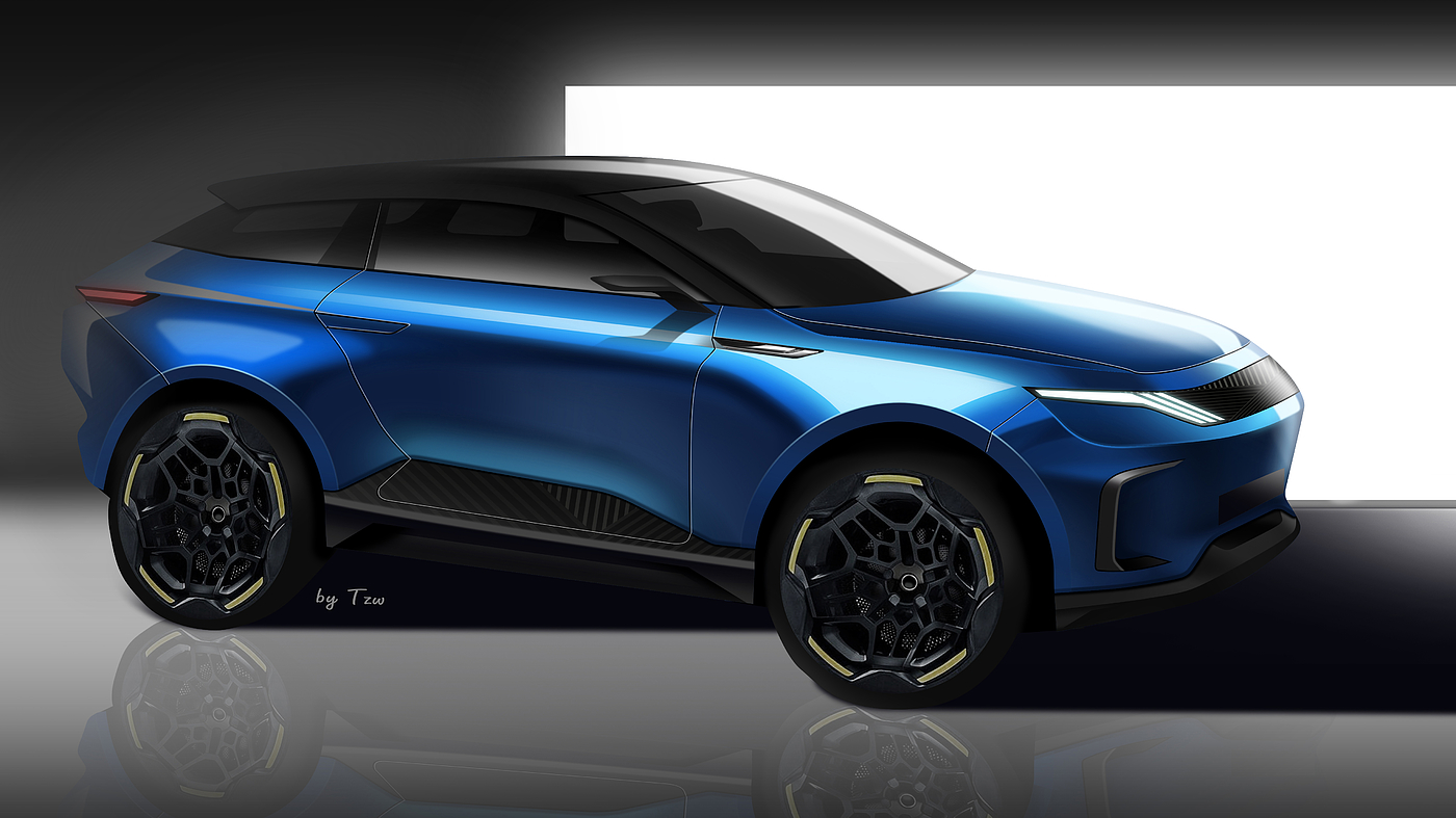 Hand drawn，Automobile design，