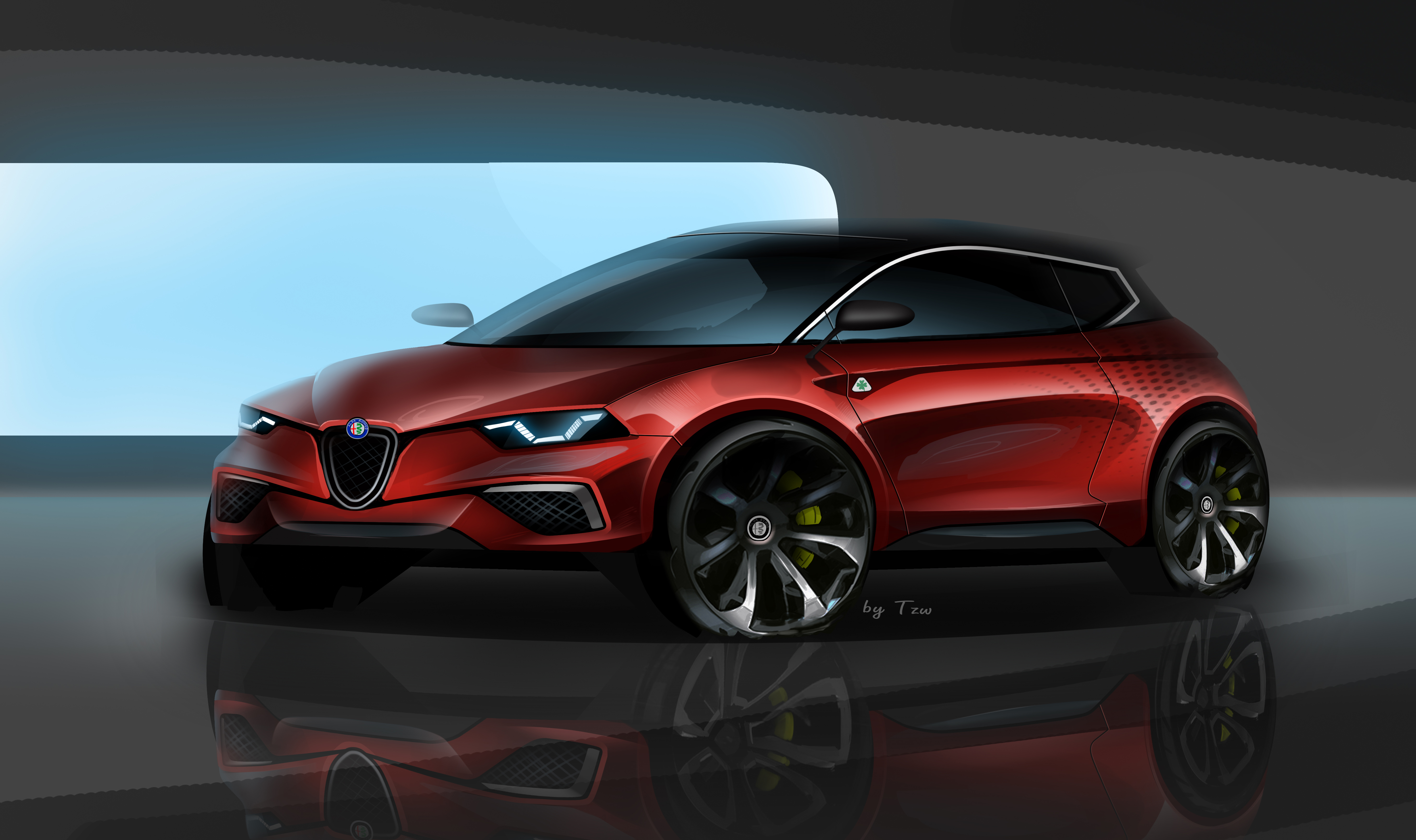 Hand drawn，Automobile design，