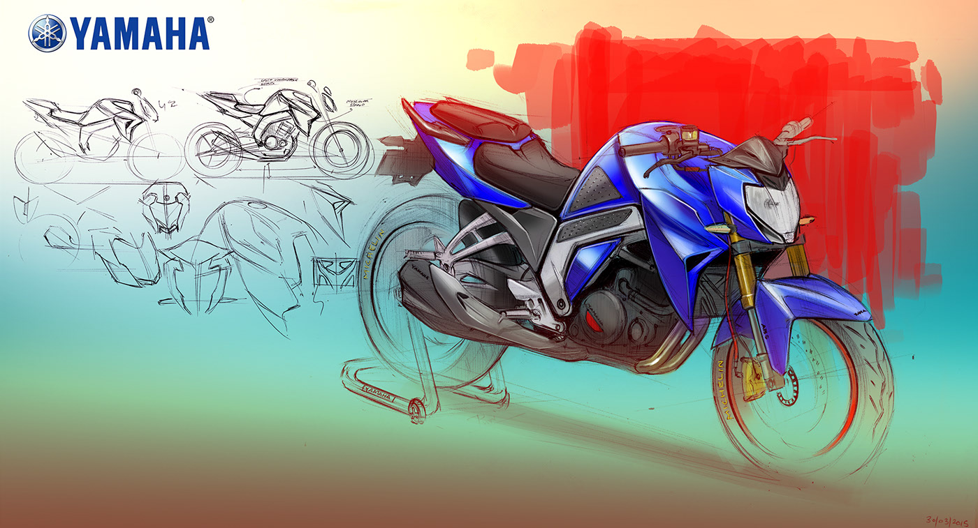 Sketch，yamaha，motorcycle，Hand drawn，