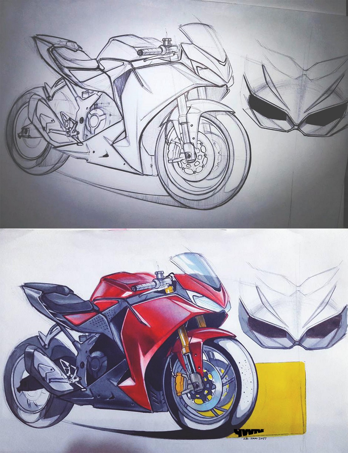 Sketch，yamaha，motorcycle，Hand drawn，