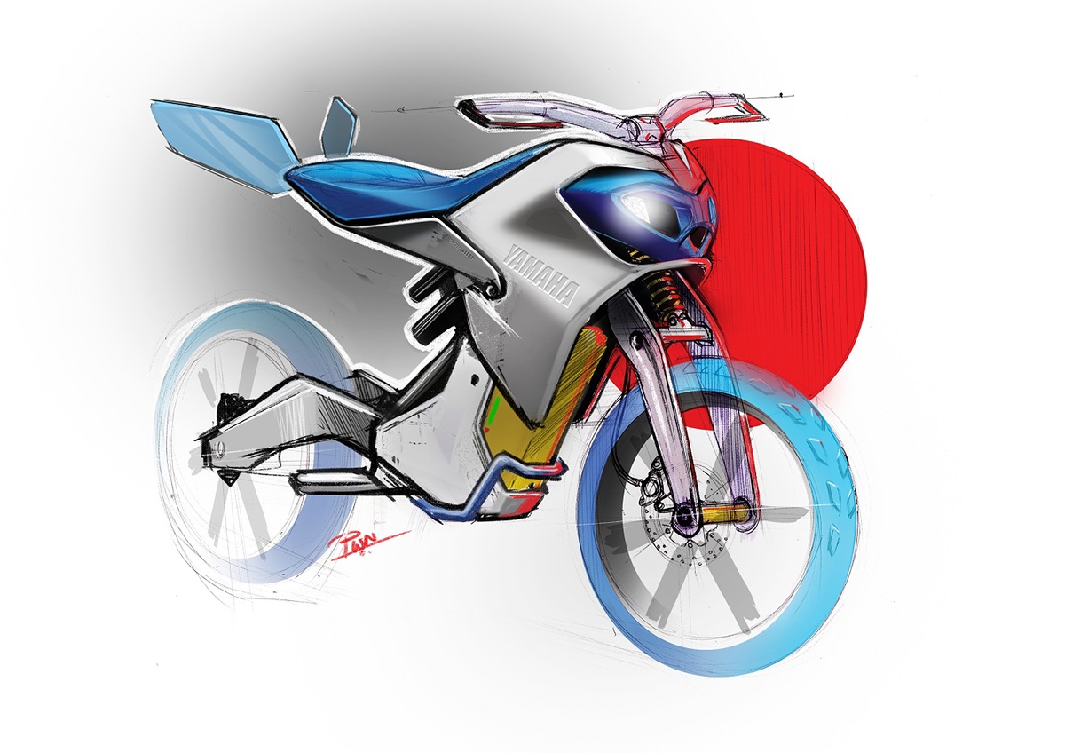 Sketch，yamaha，motorcycle，Hand drawn，