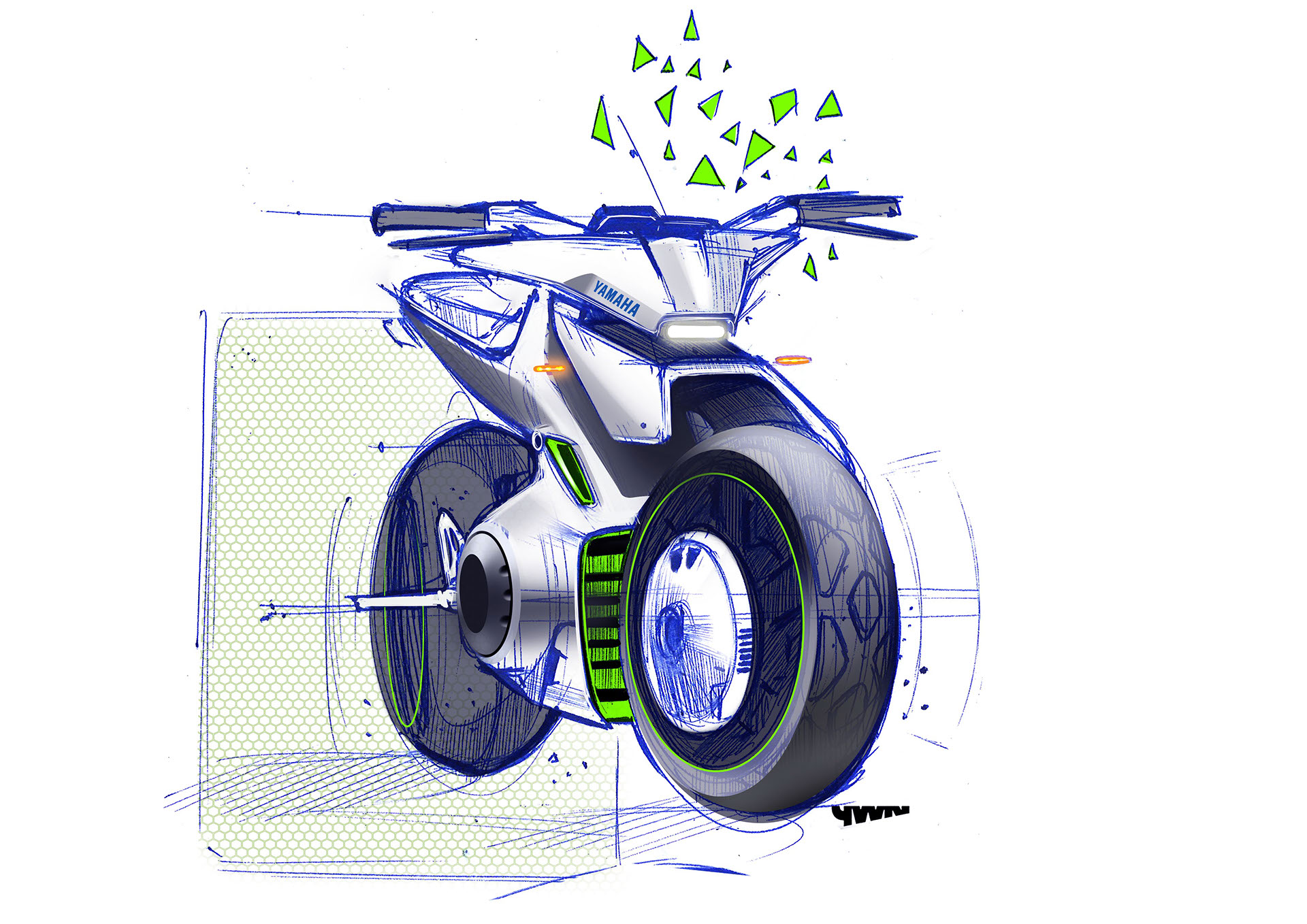 Sketch，yamaha，motorcycle，Hand drawn，