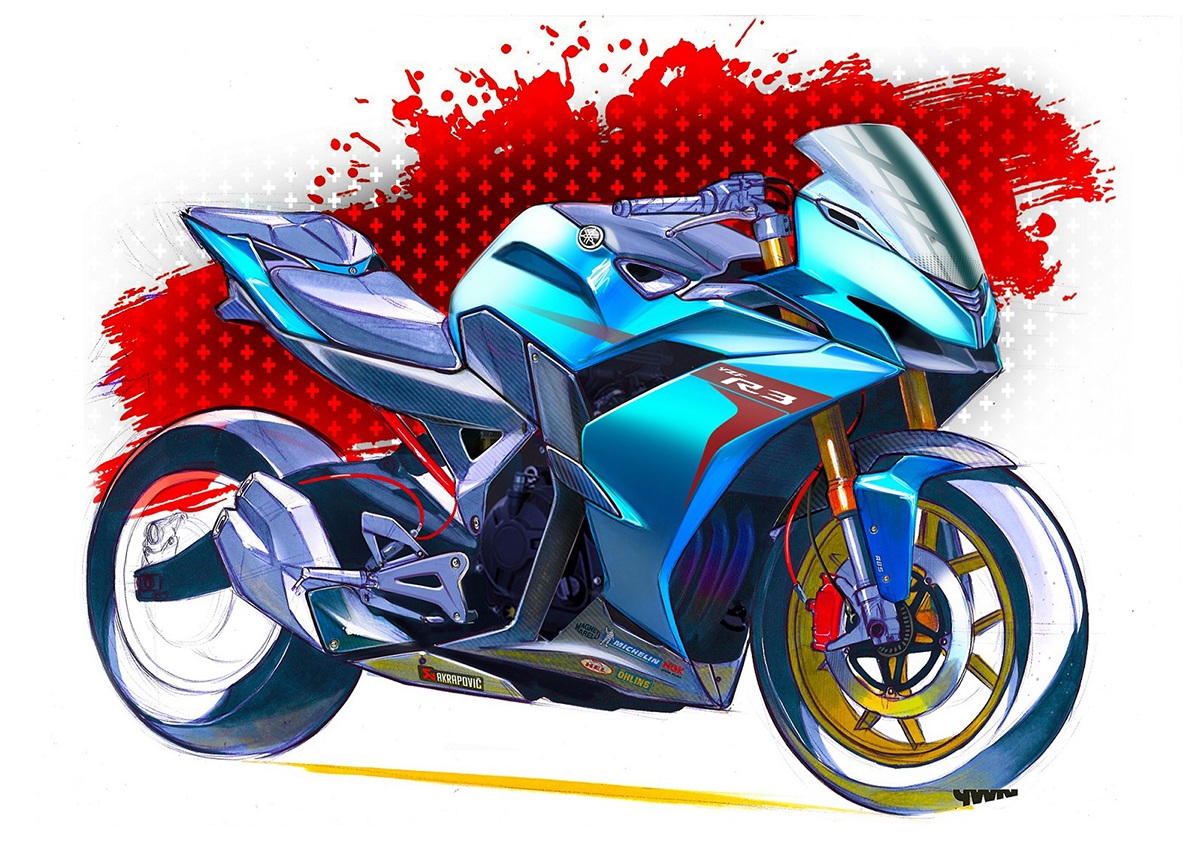 Sketch，yamaha，motorcycle，Hand drawn，