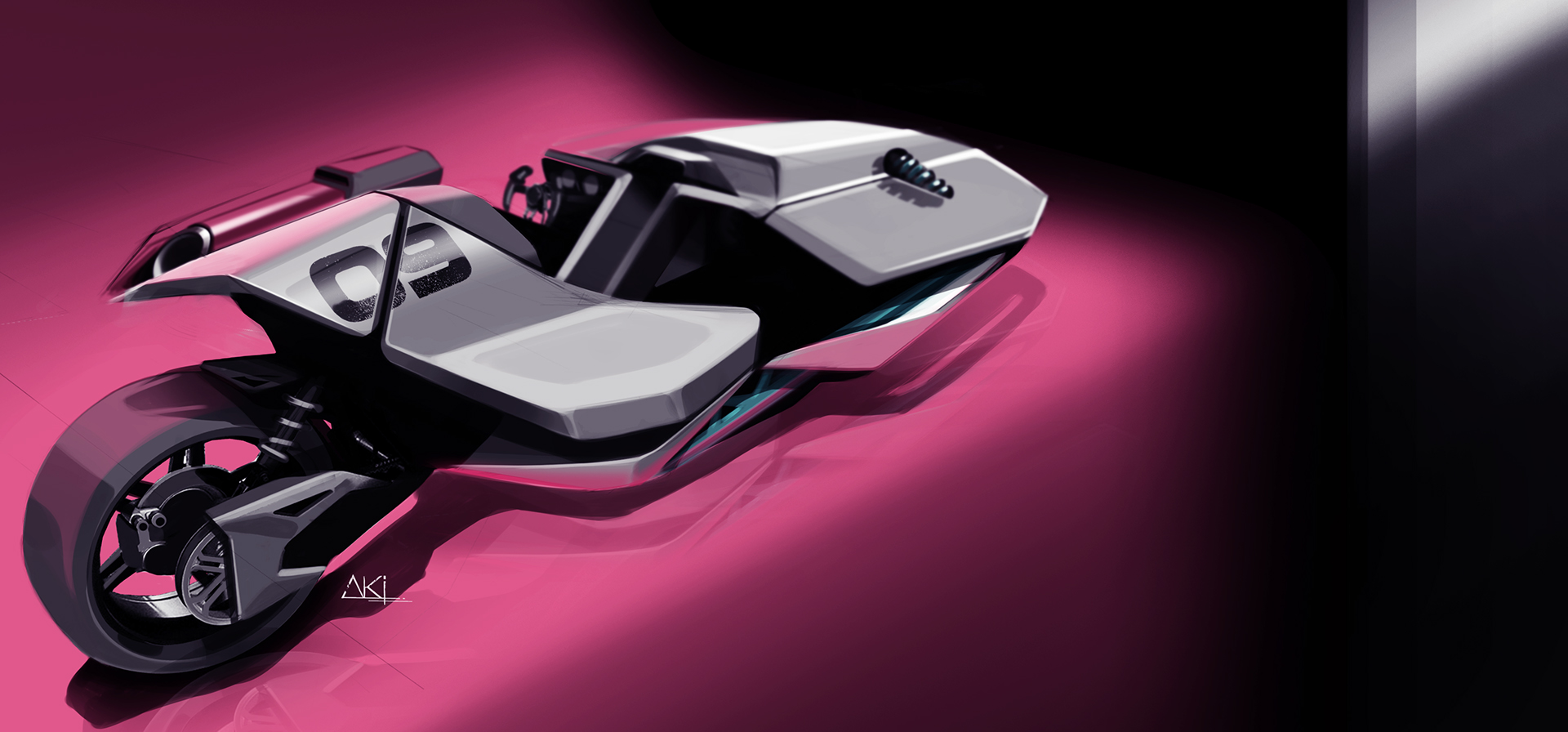 Hand drawn，motorcycle，Render，