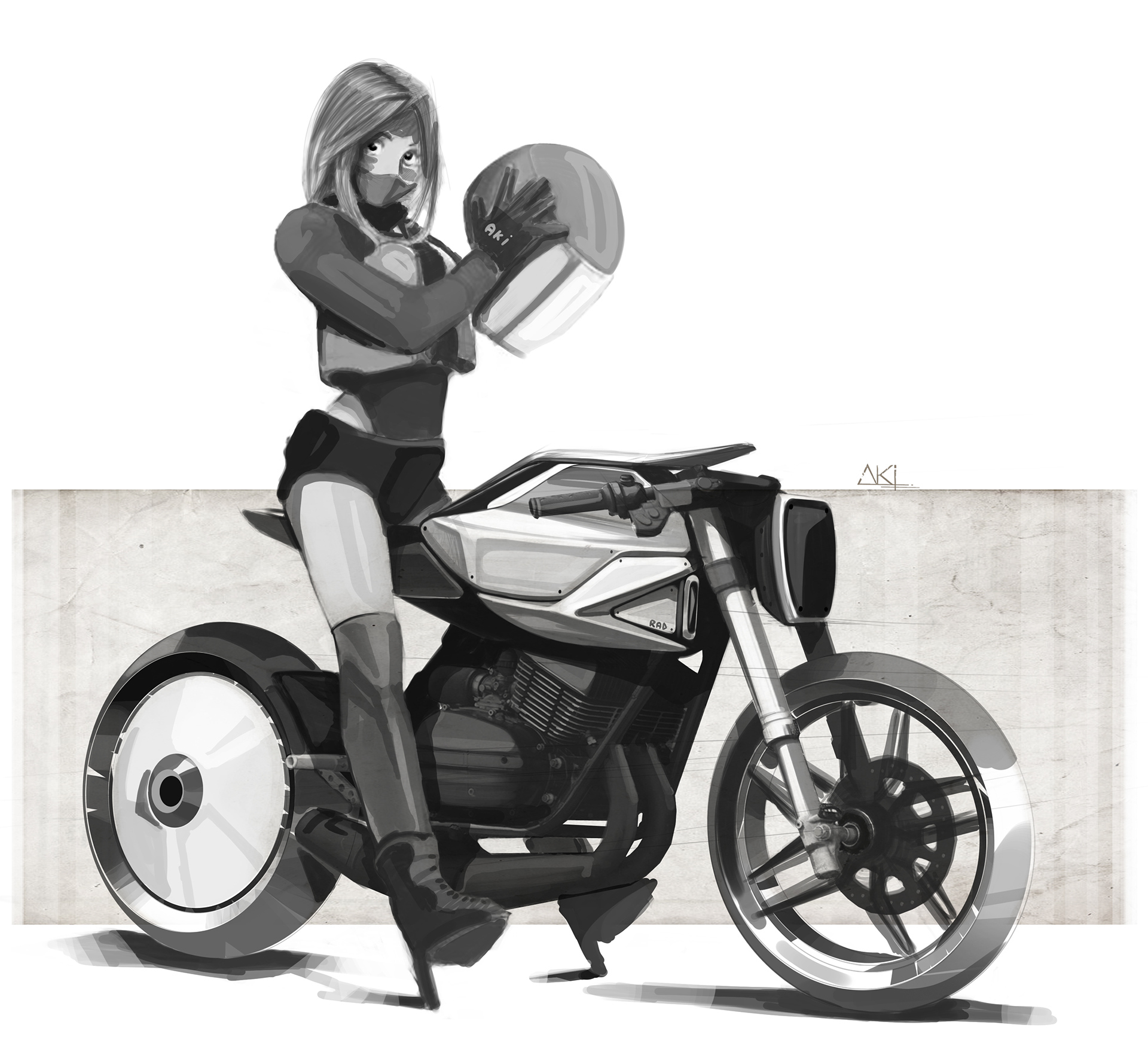 Hand drawn，motorcycle，Render，