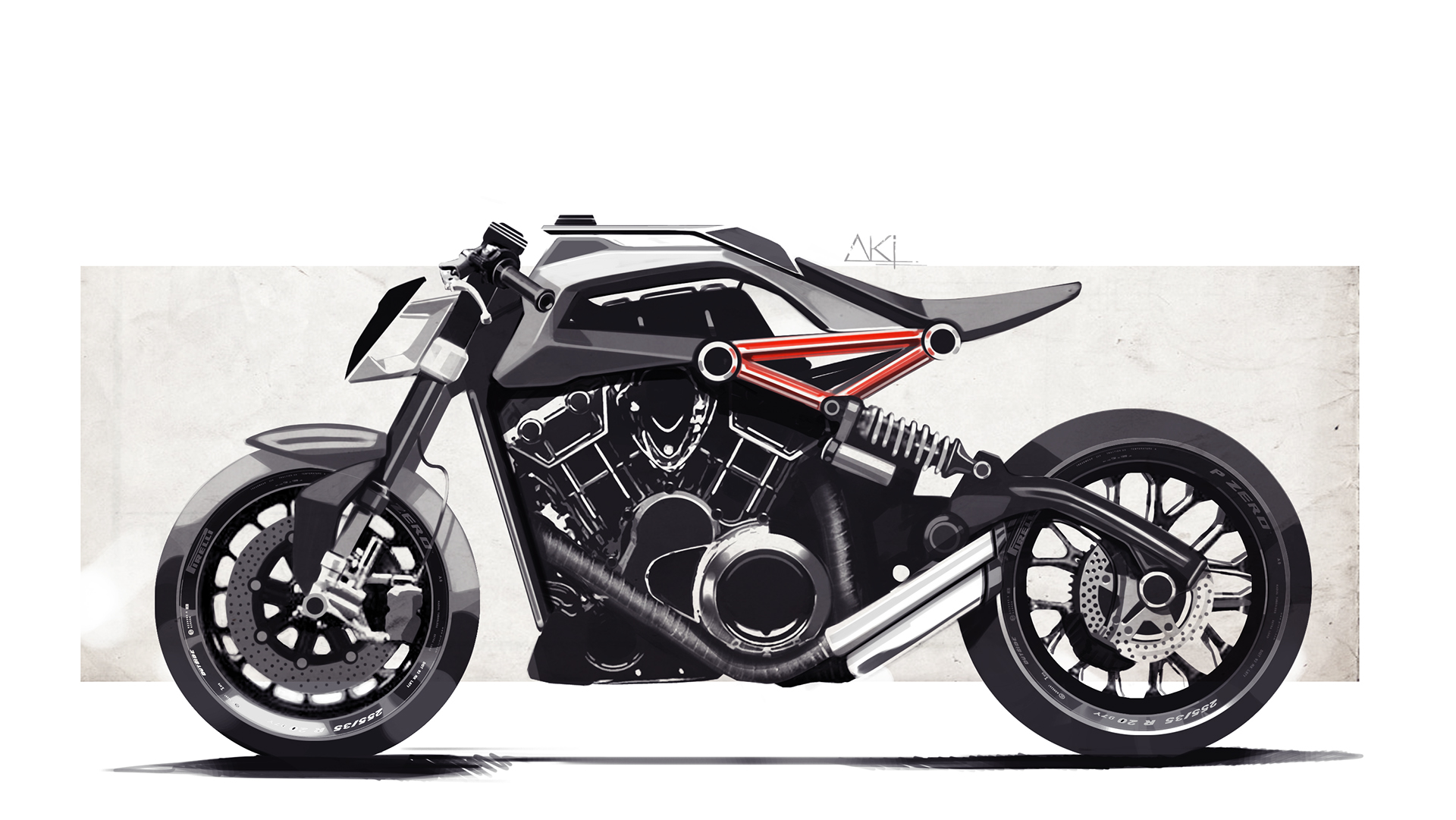 Hand drawn，motorcycle，Render，