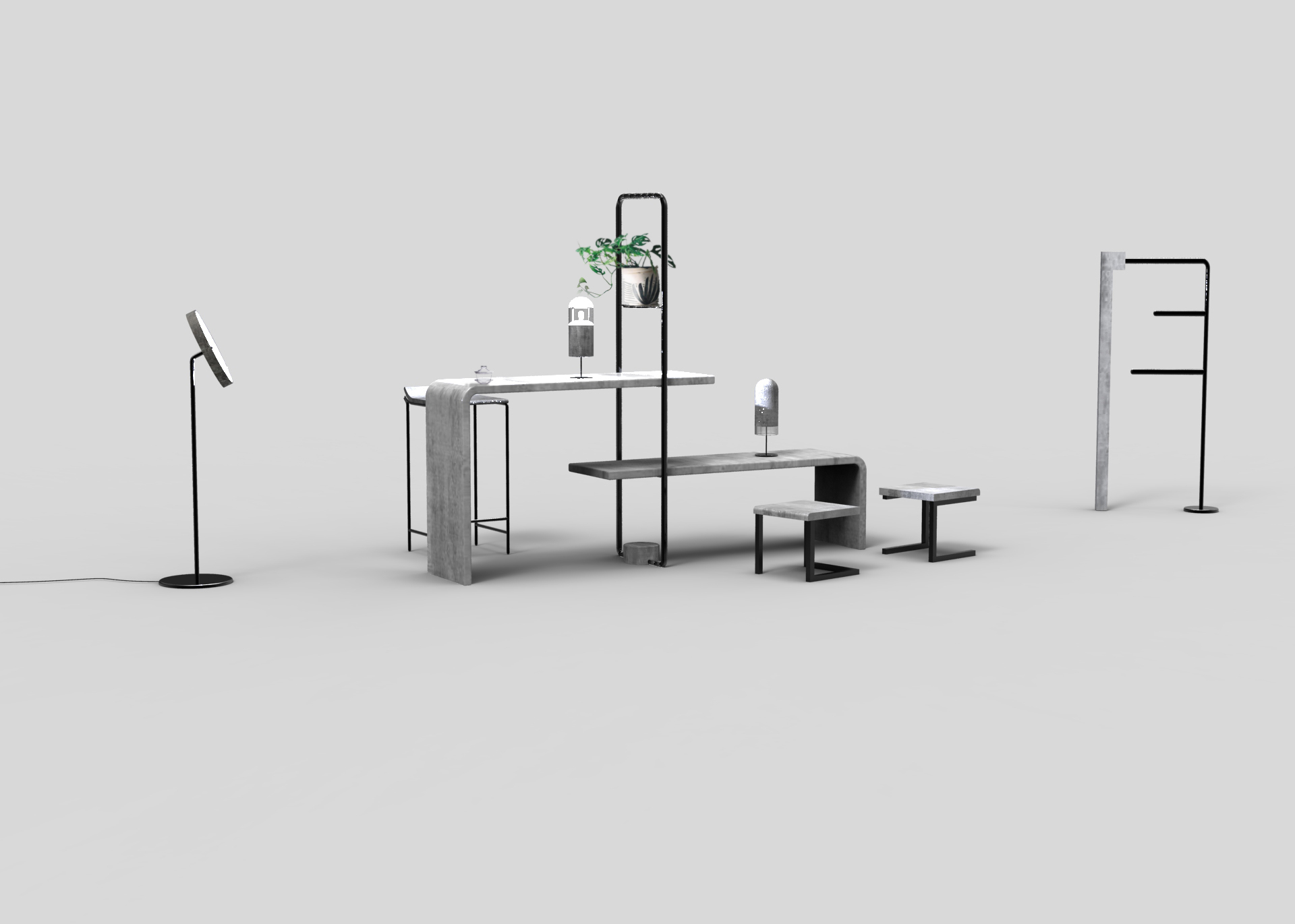 Concrete glass metal，Yeutz design，Emotional design，Concrete space matching facilities，original，