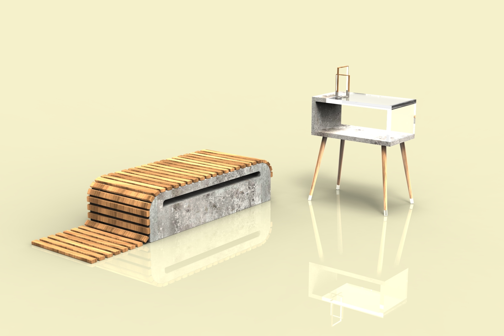 Concrete glass metal，Yeutz design，Emotional design，Concrete space matching facilities，original，