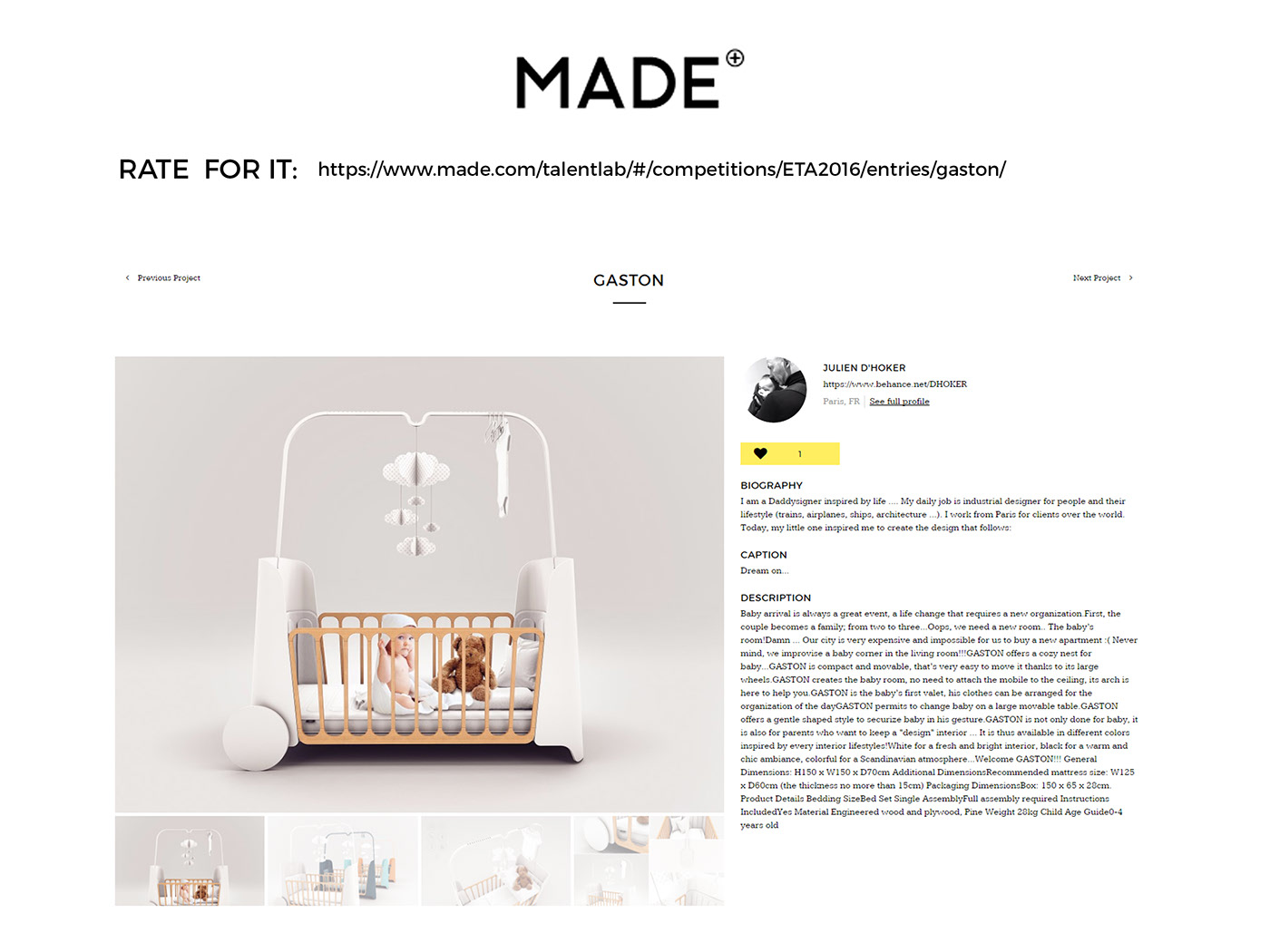 baby carriage，white，MAD.COM，GASTON，D'HOKER Julien，