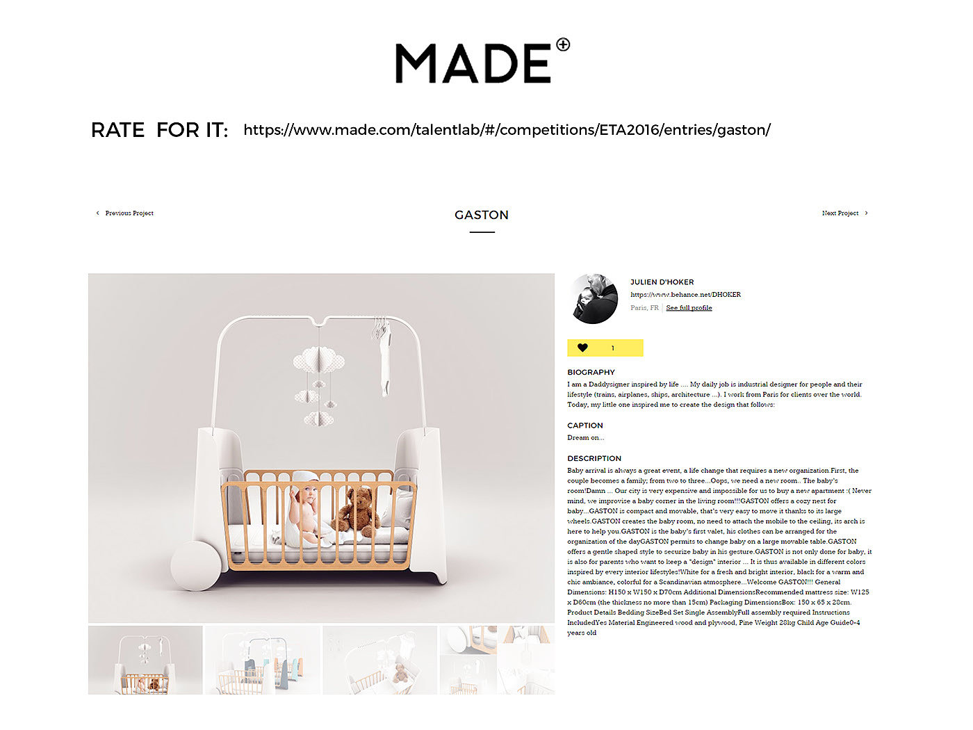 baby carriage，white，MAD.COM，GASTON，D'HOKER Julien，