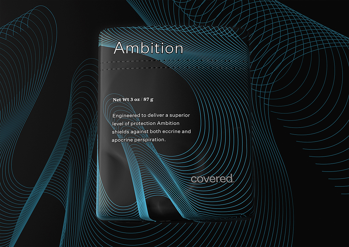 Covered，Antiperspirant Lotion，black，packing design，