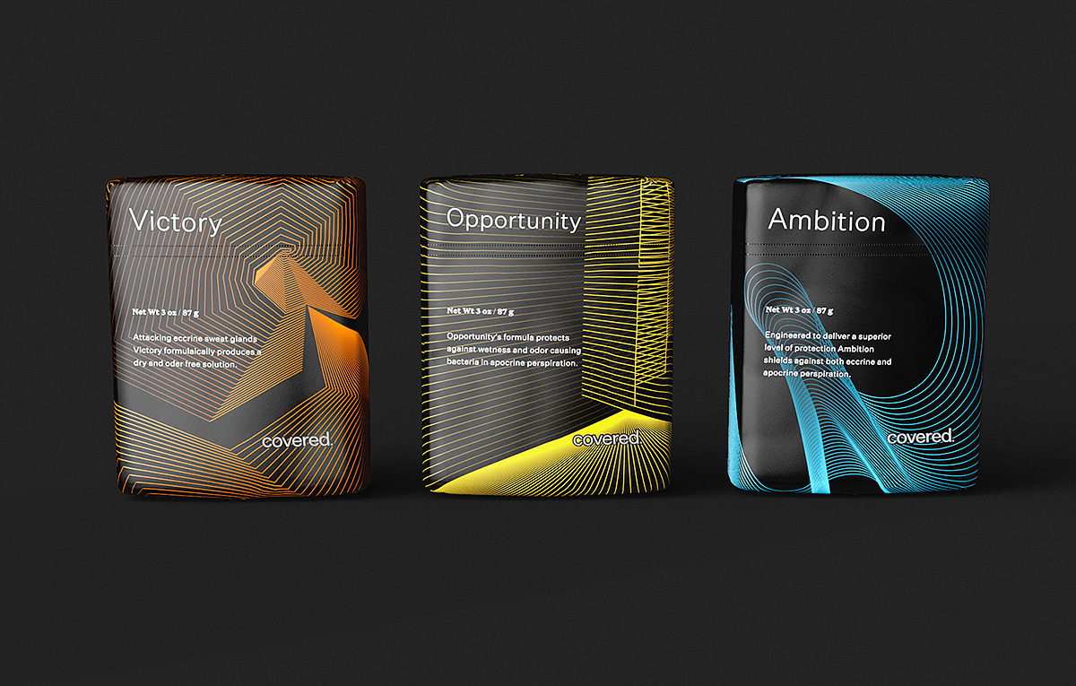 Covered，Antiperspirant Lotion，black，packing design，