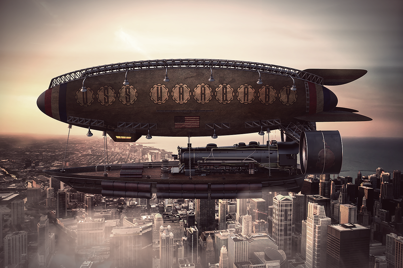 3d，Lee Rosario，War Baby，USS，in the air，Hot Air Balloon，